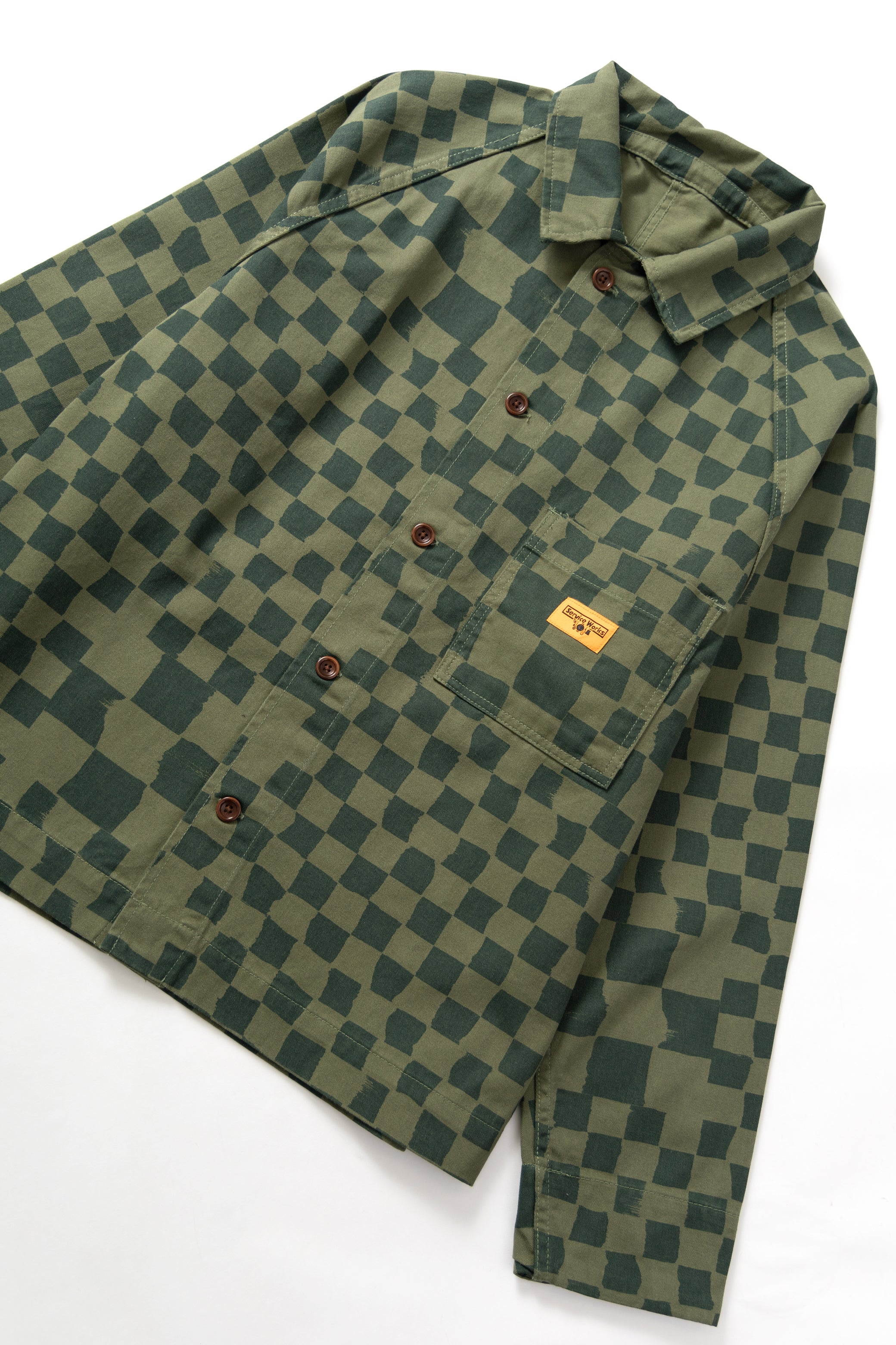 Service Works - Drill Printed Front Of House Jacket - Olive Checker - Image 2
