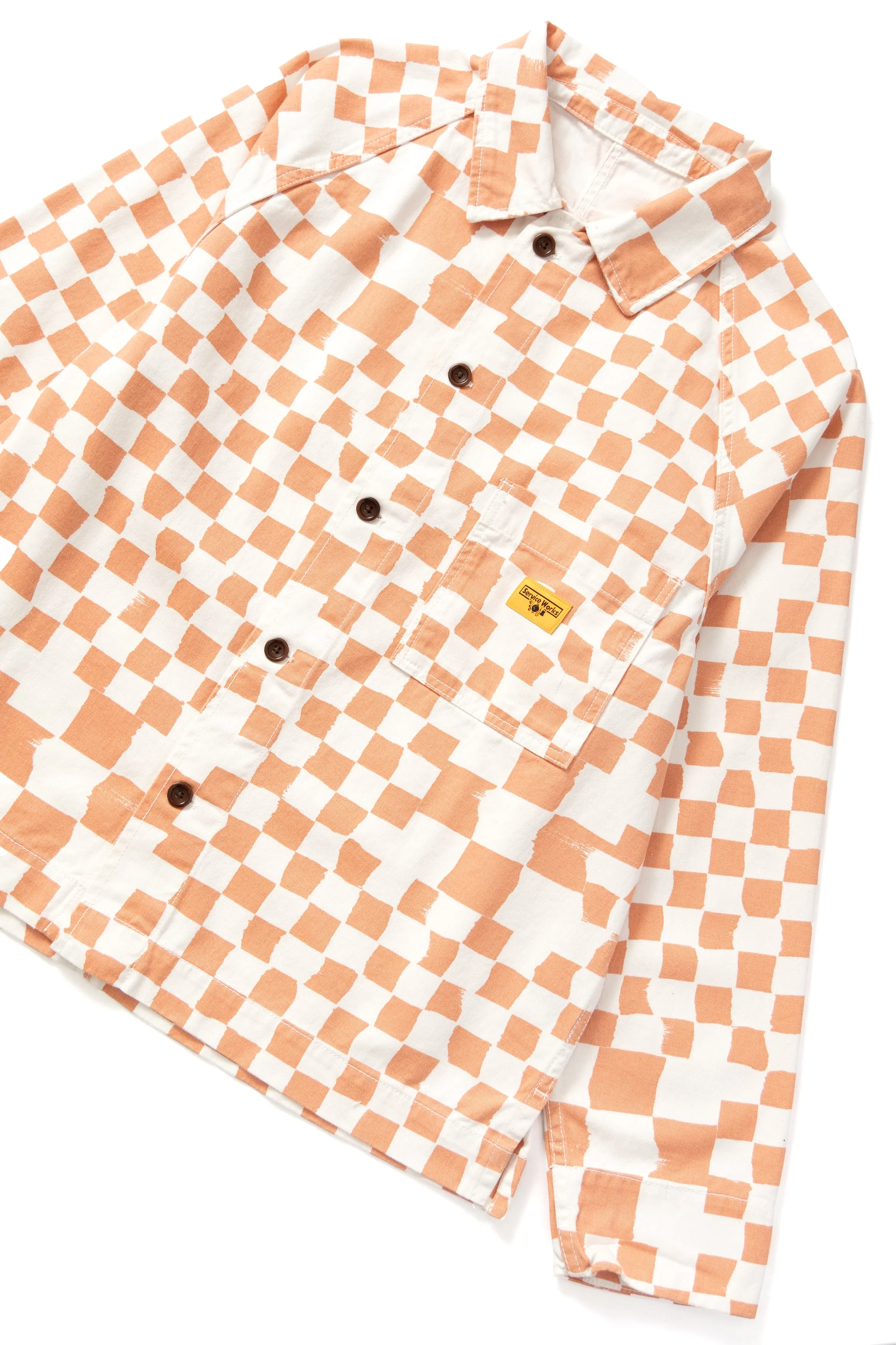 Service Works - Drill Printed Front Of House Jacket - Salmon Checker - Image 2