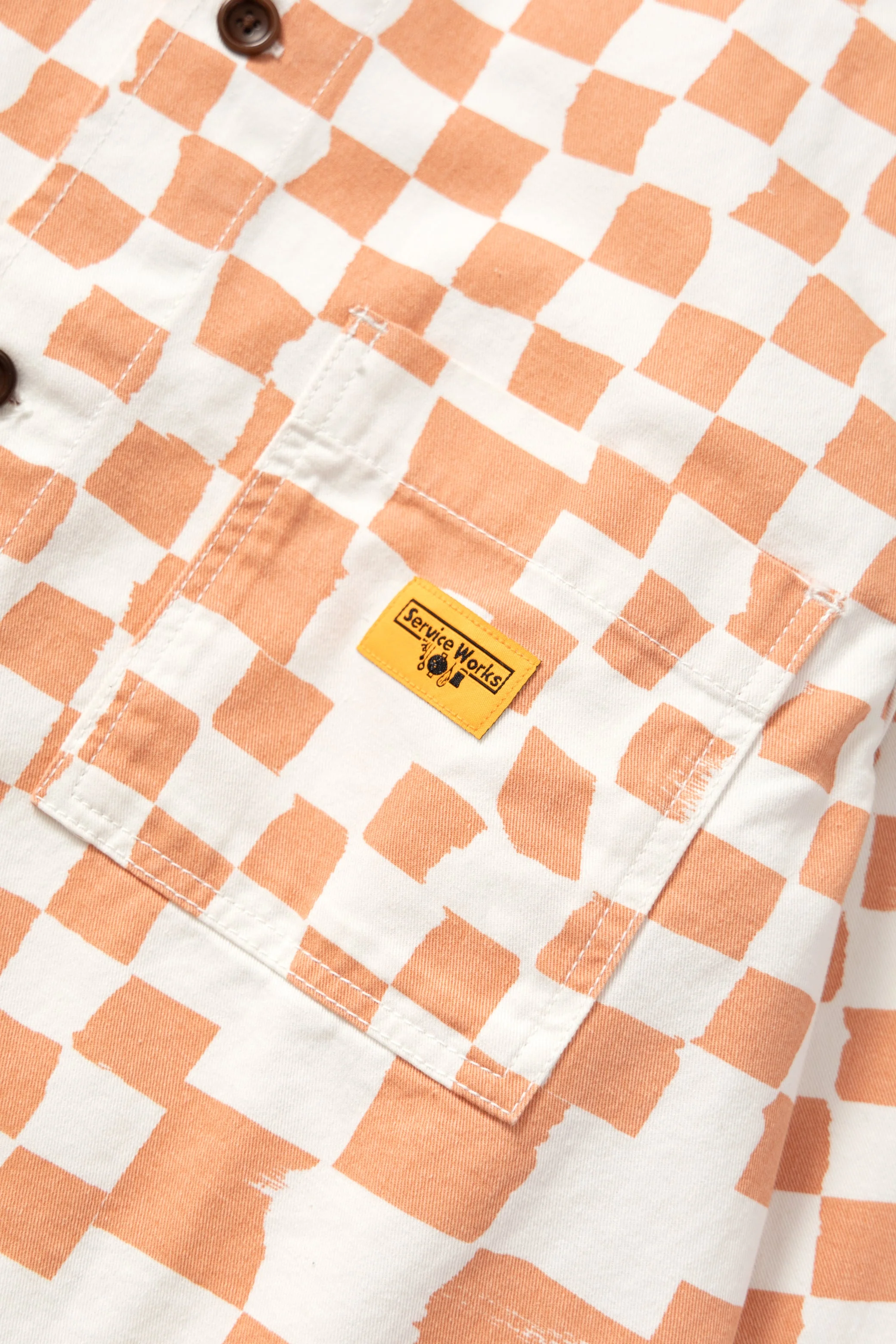 Service Works - Drill Printed Front Of House Jacket - Salmon Checker - Image 3