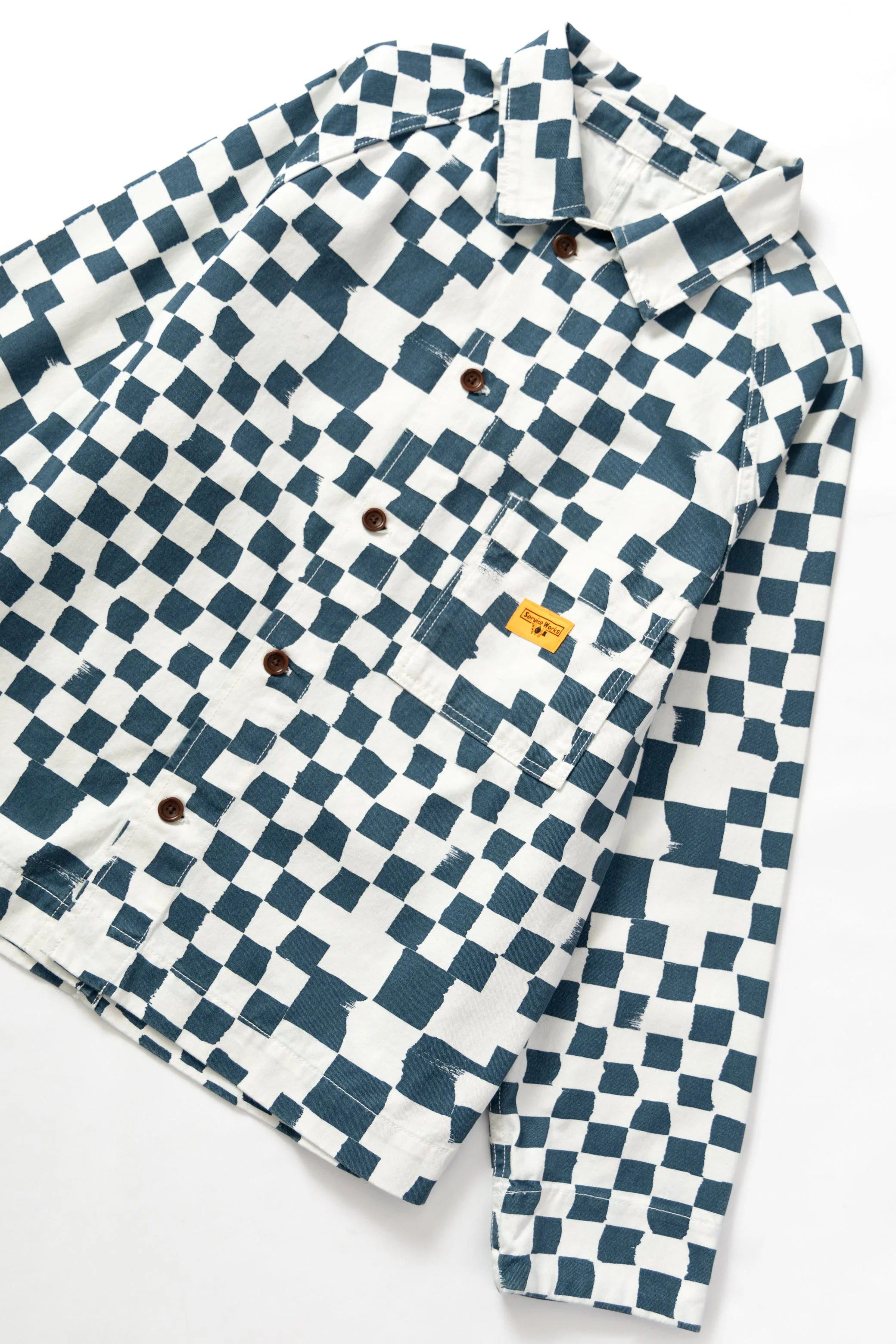 Service Works - Drill Printed Front Of House Jacket - Teal Checker - Image 2