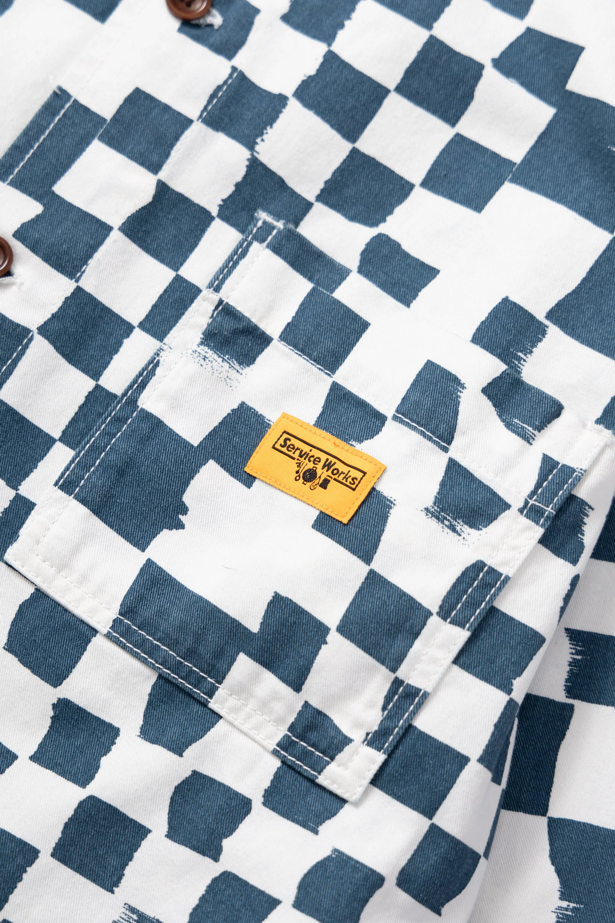 Service Works - Drill Printed Front Of House Jacket - Teal Checker - Image 3