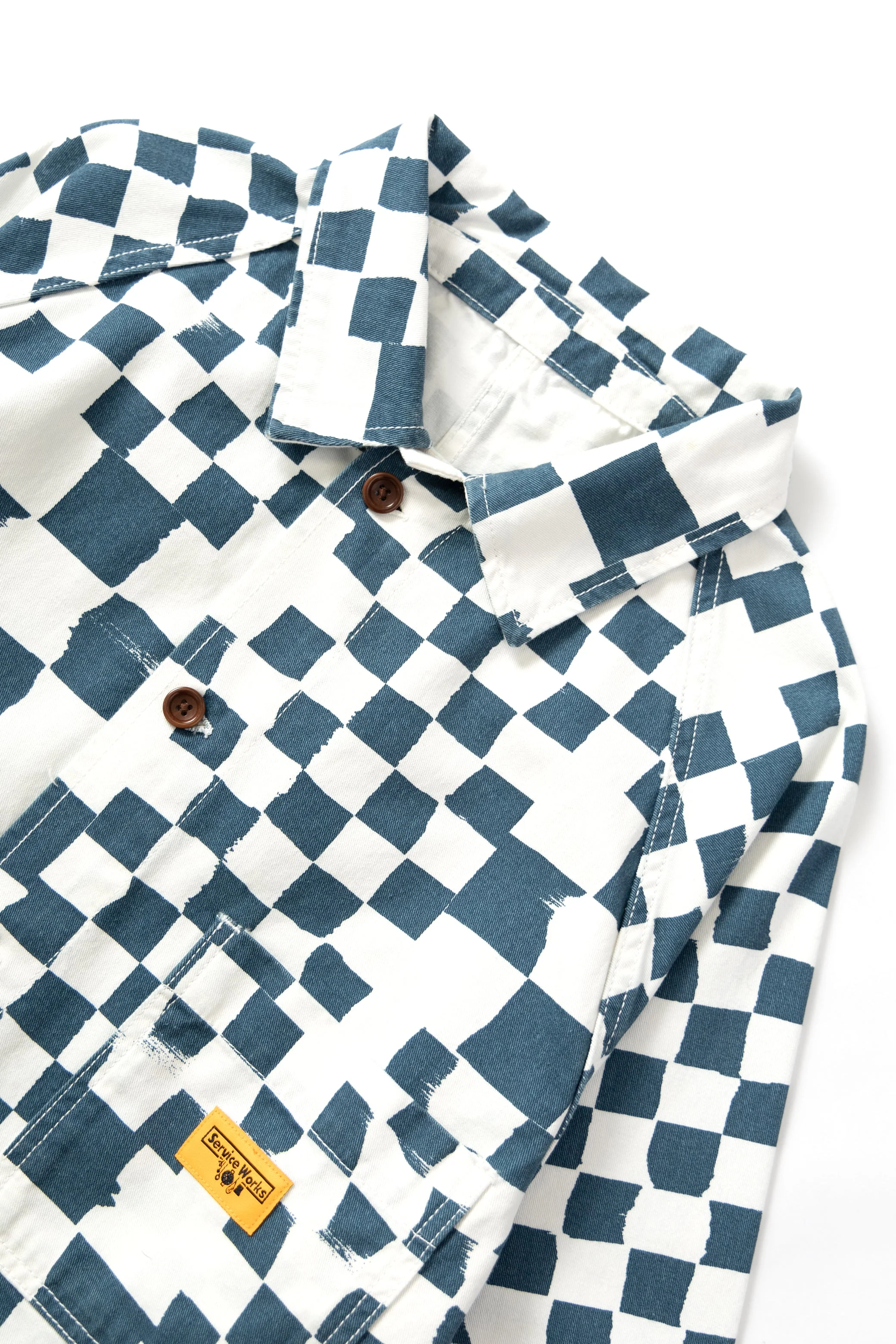 Service Works - Drill Printed Front Of House Jacket - Teal Checker - Image 5