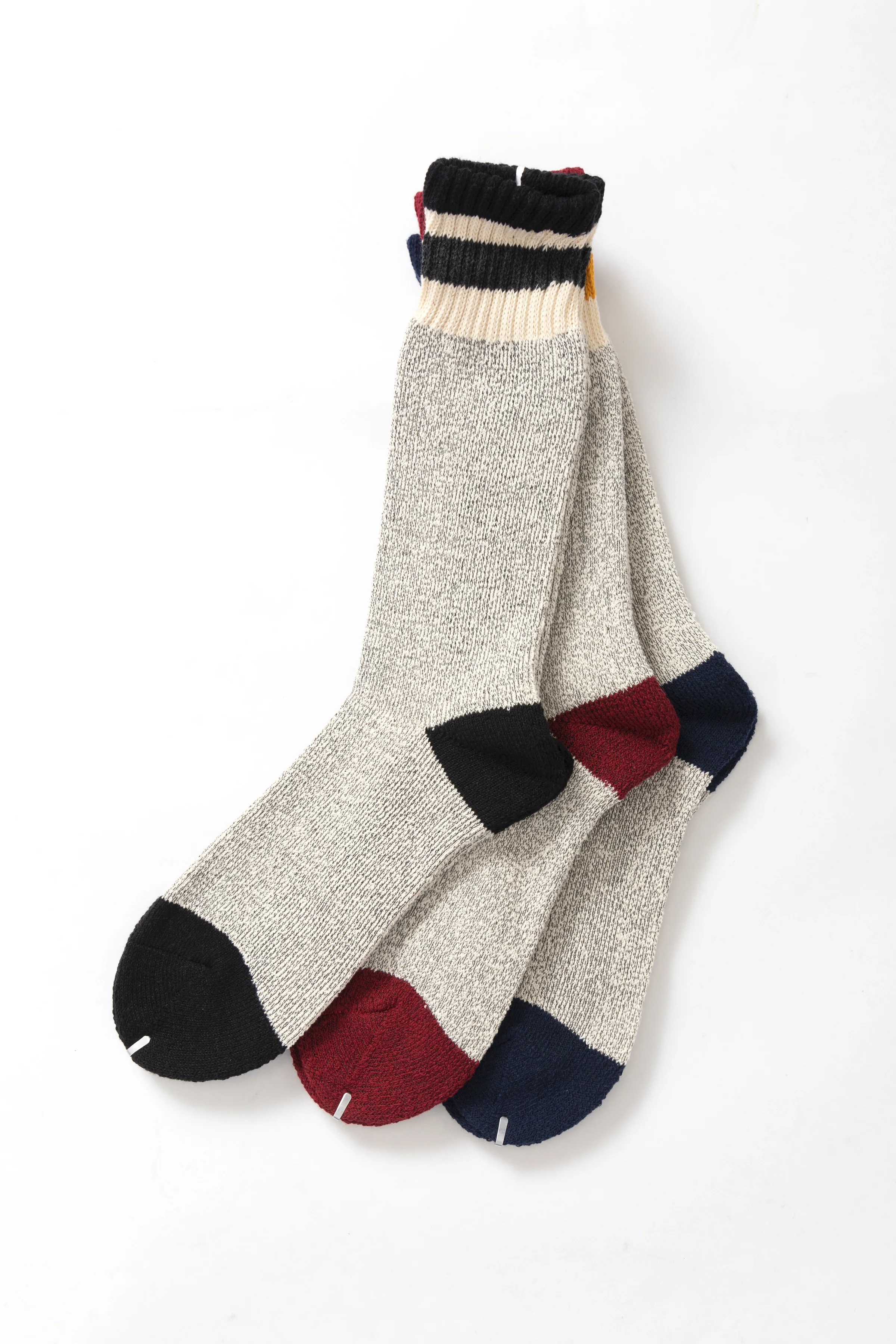Healthknit - 3 Pack Crew Socks - Grey Multi Stripe - Image 3