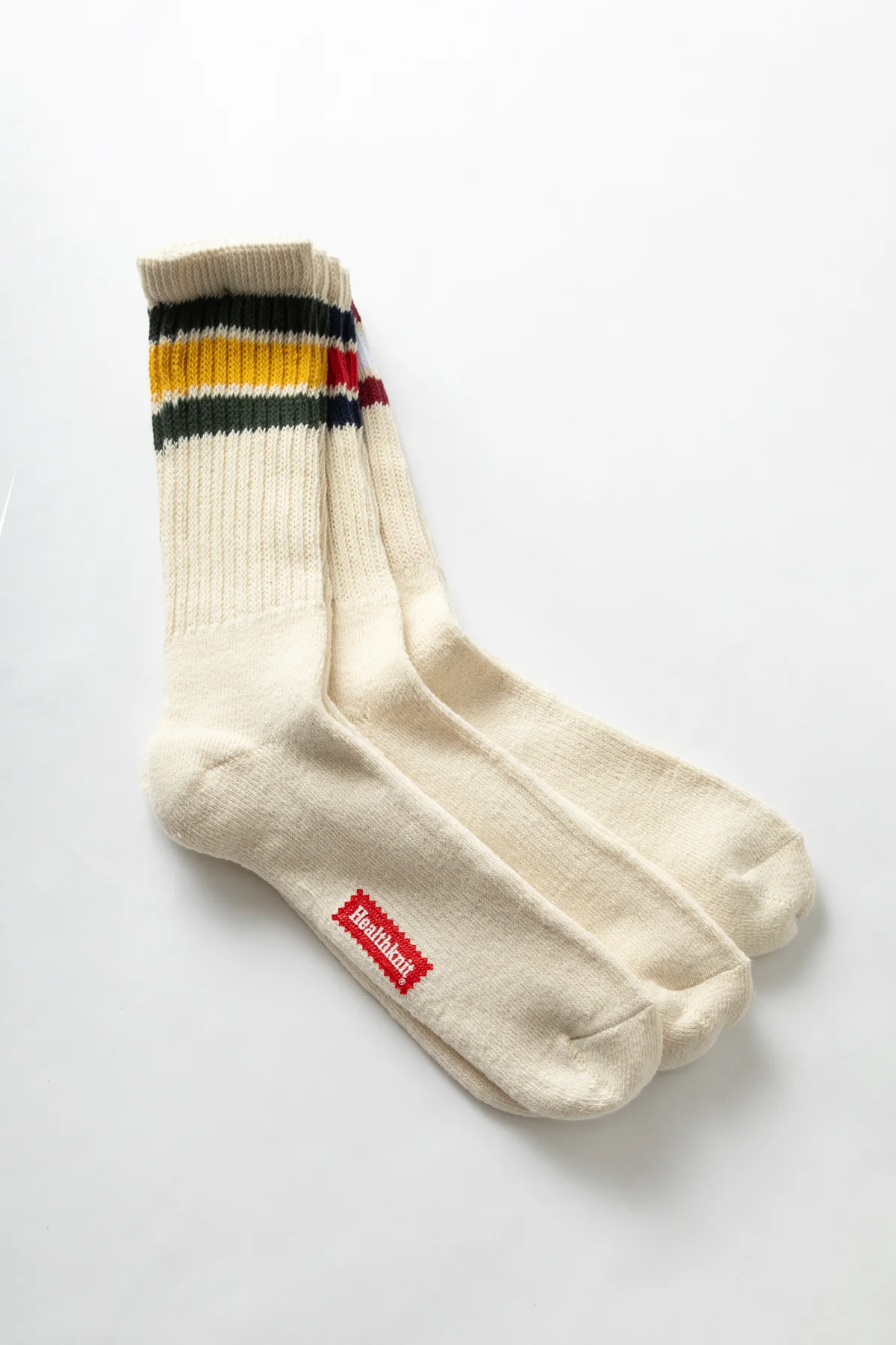 Healthknit - 3 Pack Crew Socks - Off-White Multi Stripe - Image 4