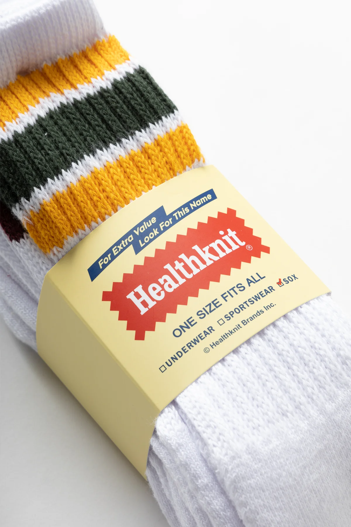 Healthknit - 3 Pack Crew Socks - White Multi Stripe - Image 2