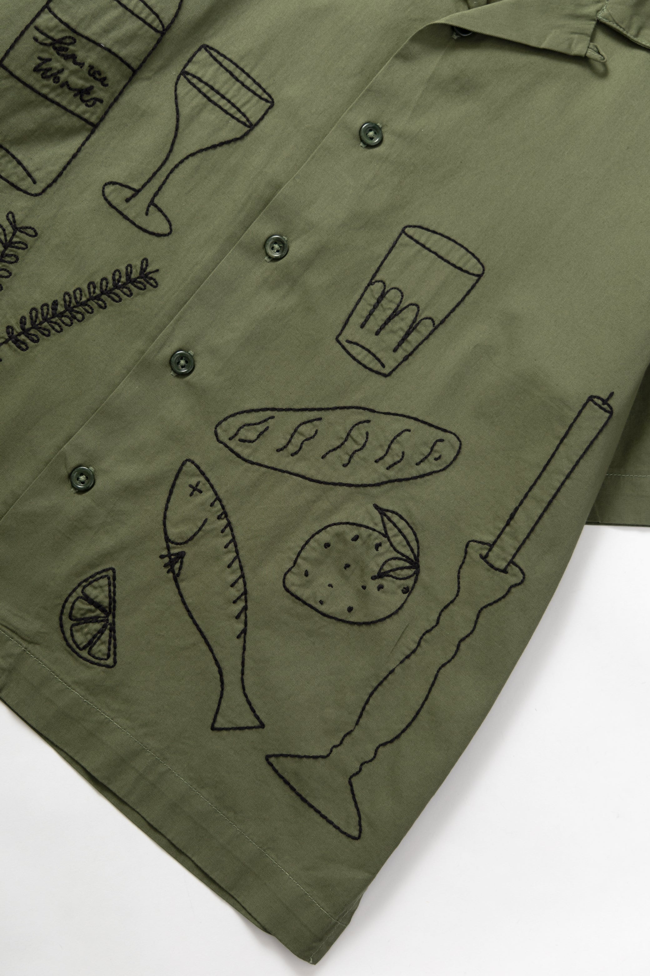 Service Works - Light Twill Picnic Short Sleeve Shirt - Olive - Image 4