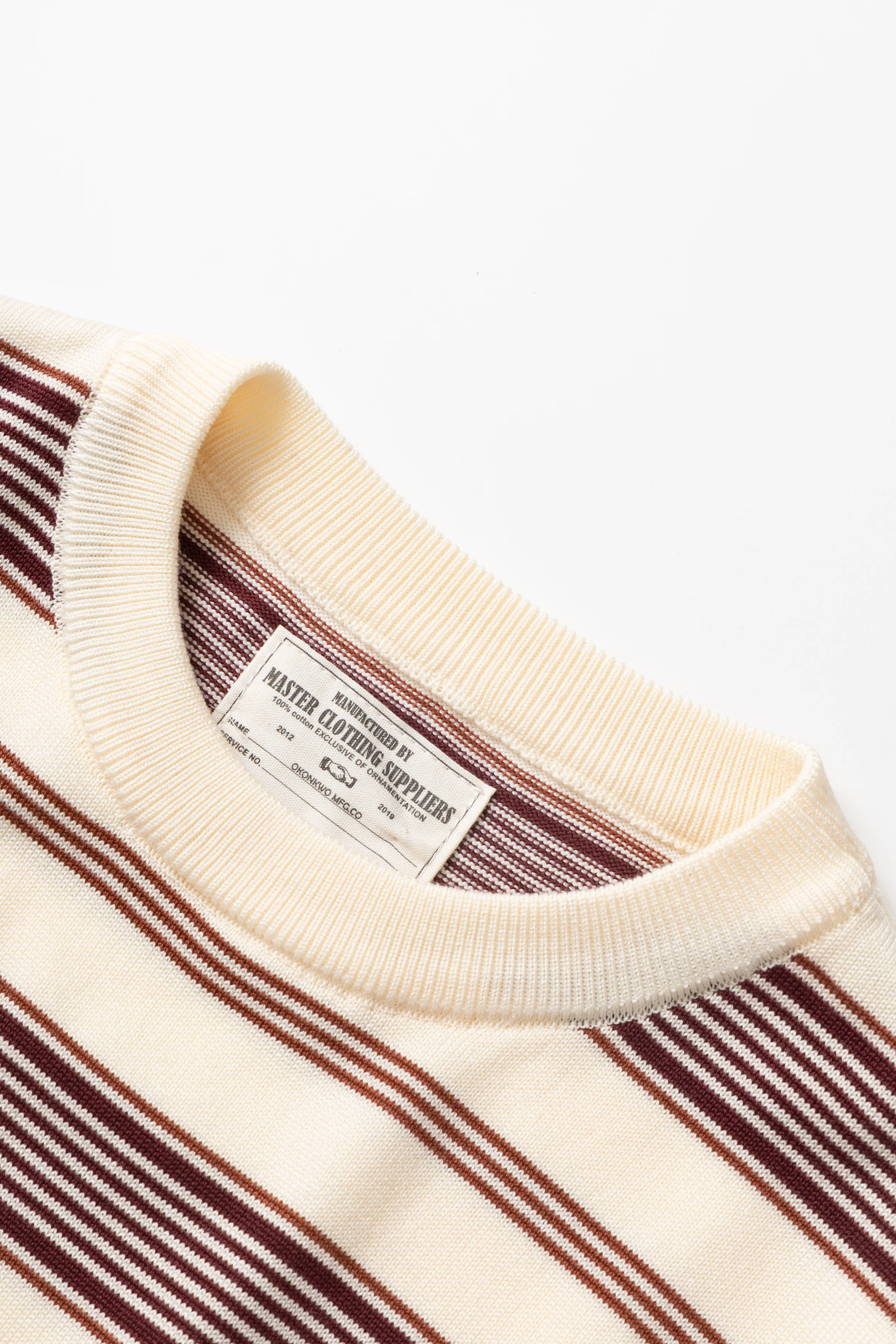 Okonkwo MFG - 50's Knitted Striped Shirt - Off White - Image 2