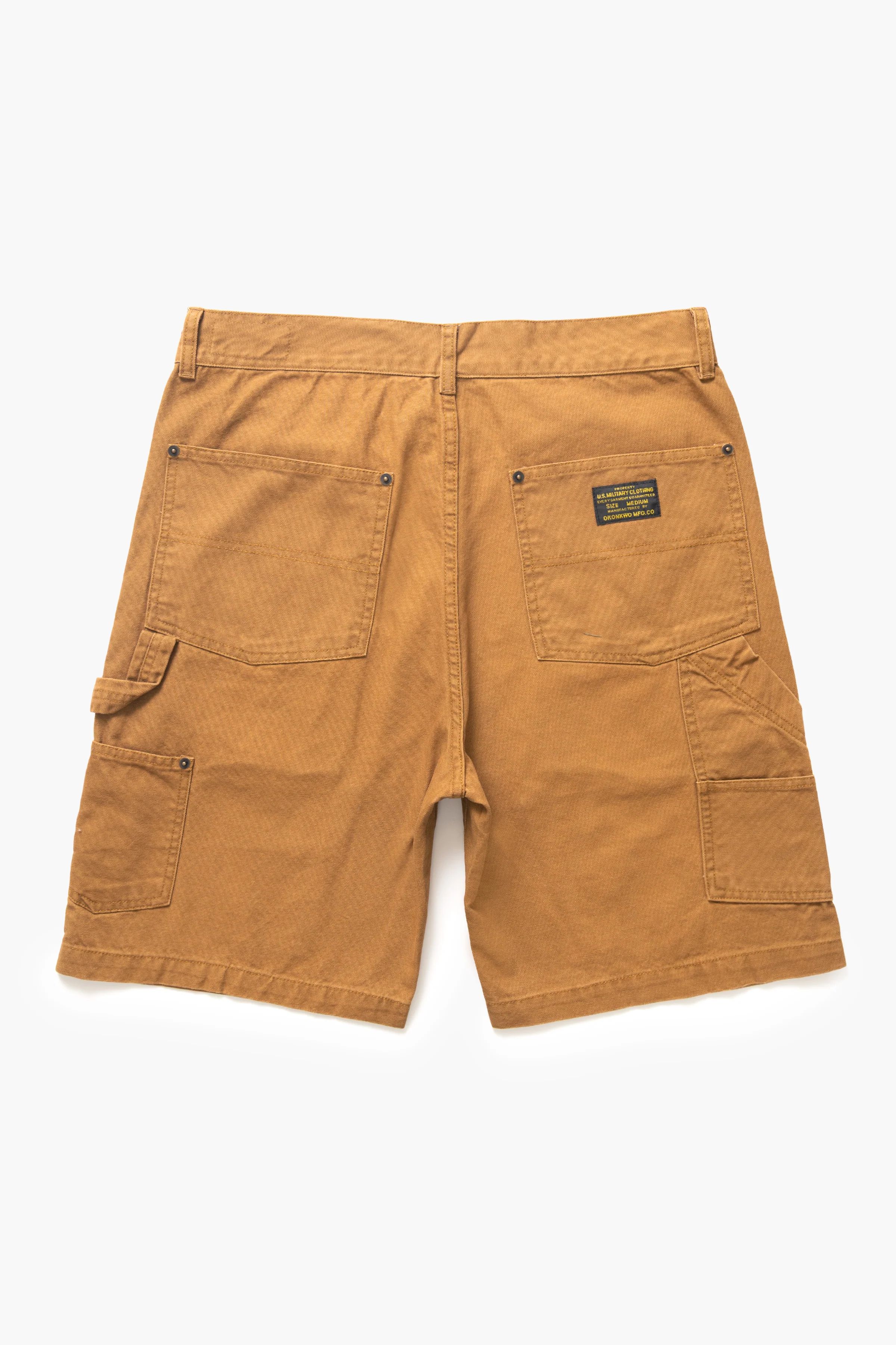 Okonkwo MFG - Aged Canvas Carpenter Shorts - Brown - Image 5