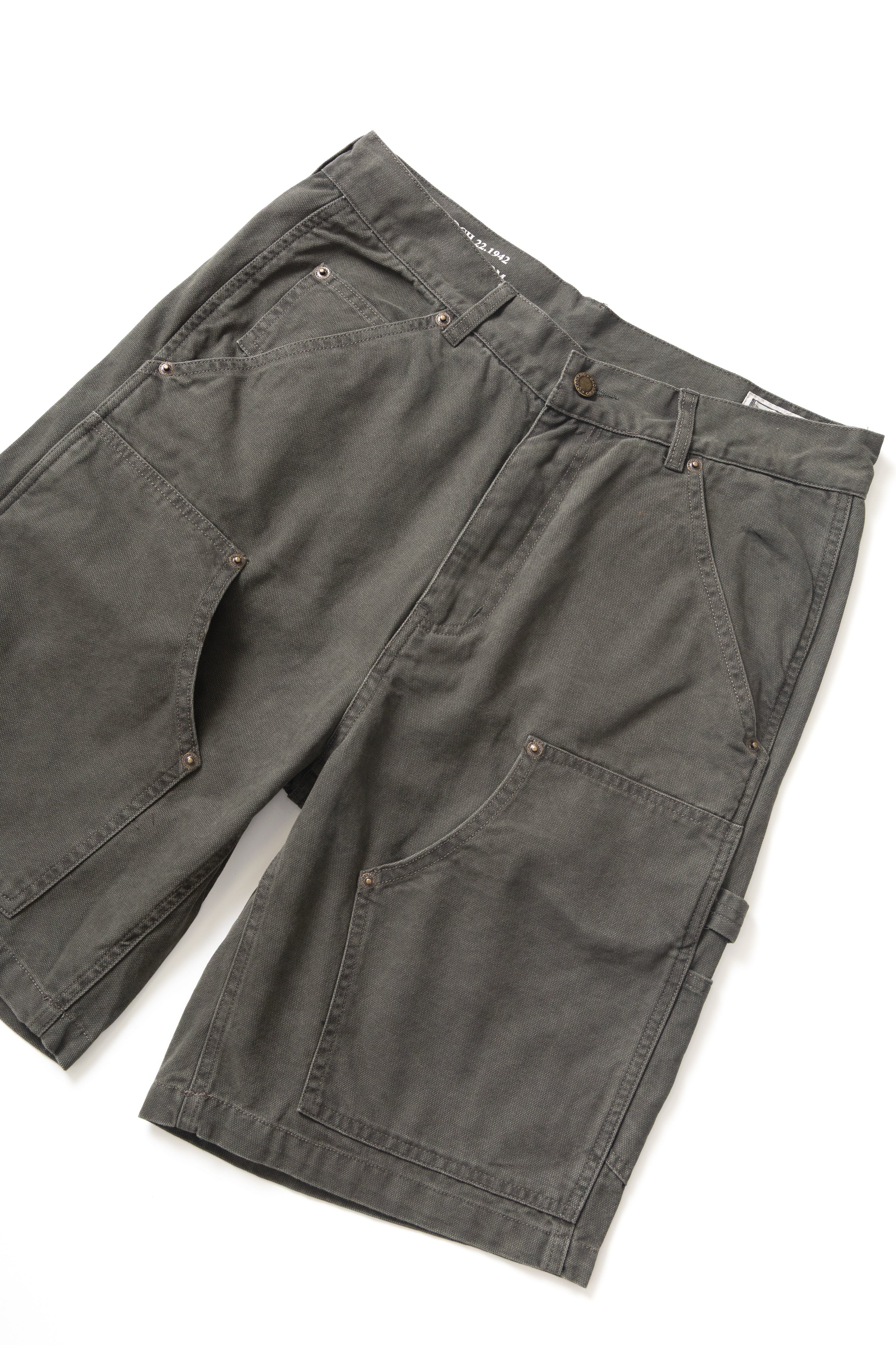 Okonkwo MFG - Aged Canvas Carpenter Shorts - Moss Green - Image 3