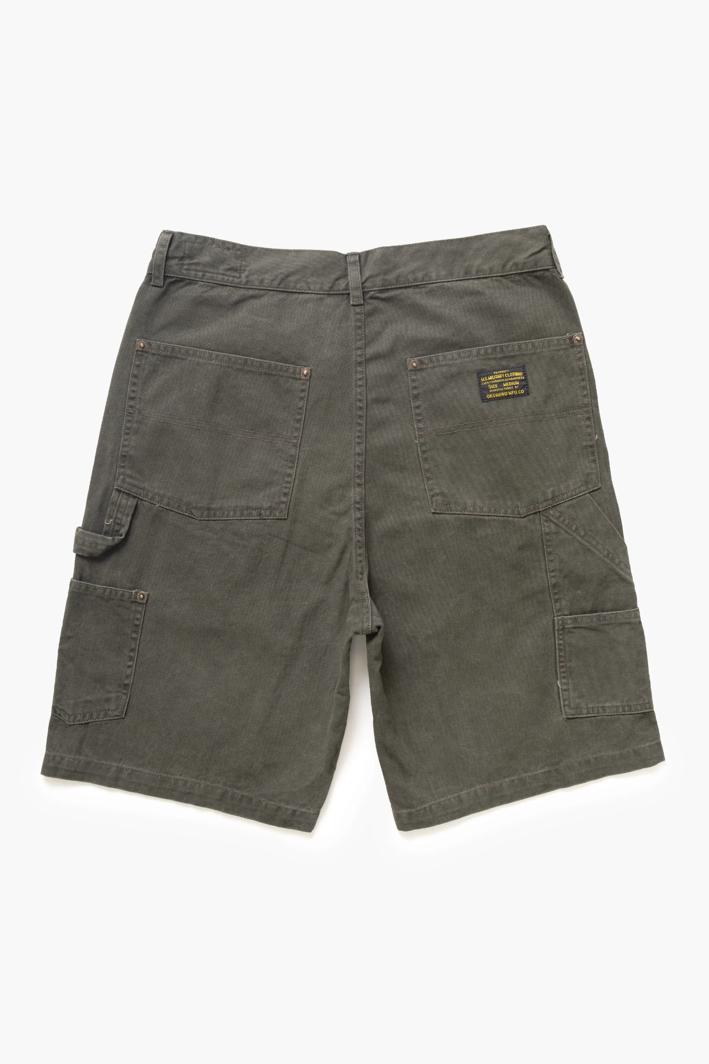 Okonkwo MFG - Aged Canvas Carpenter Shorts - Moss Green - Image 5