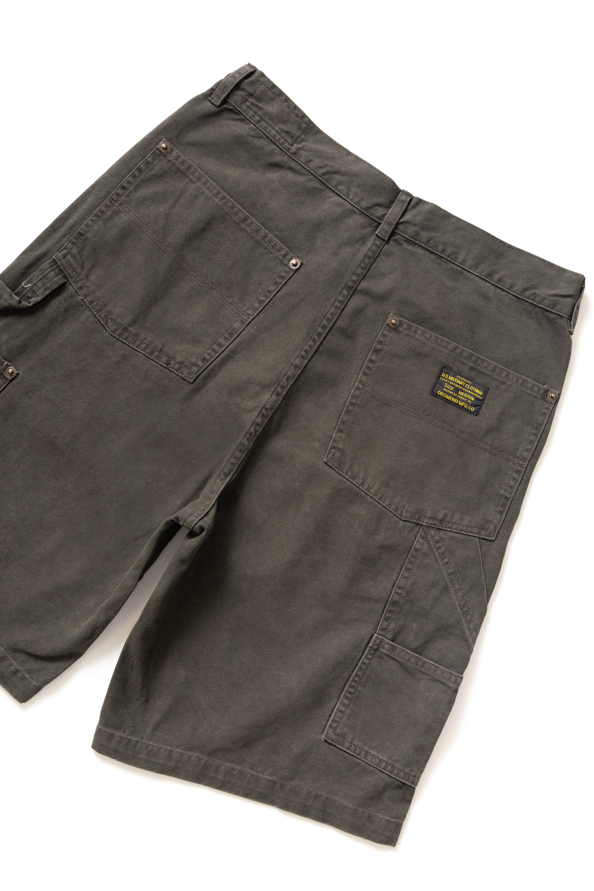 Okonkwo MFG - Aged Canvas Carpenter Shorts - Moss Green - Image 6