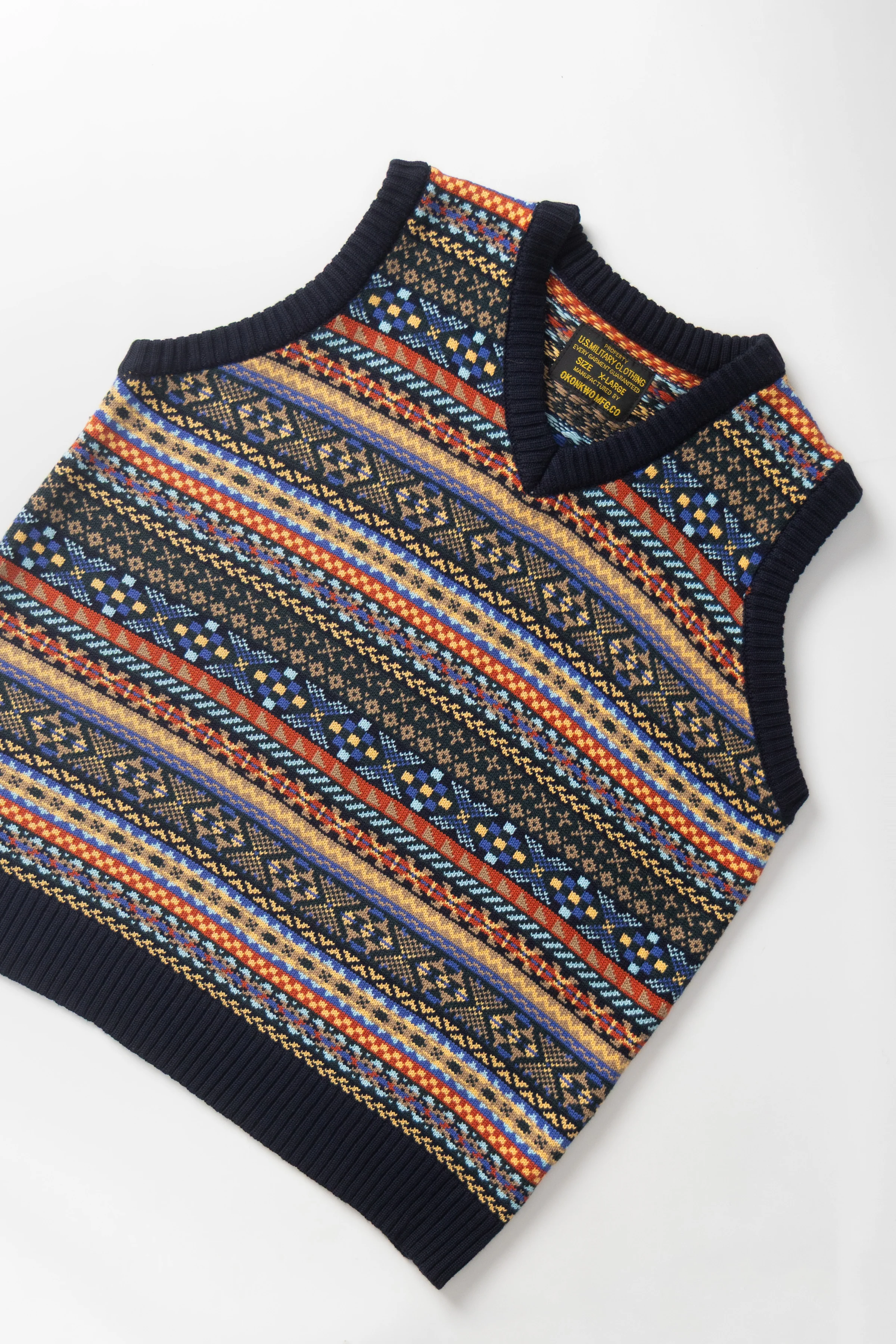 Okonkwo MFG - Fair Isle Knitted Vest - Navy - Image 3