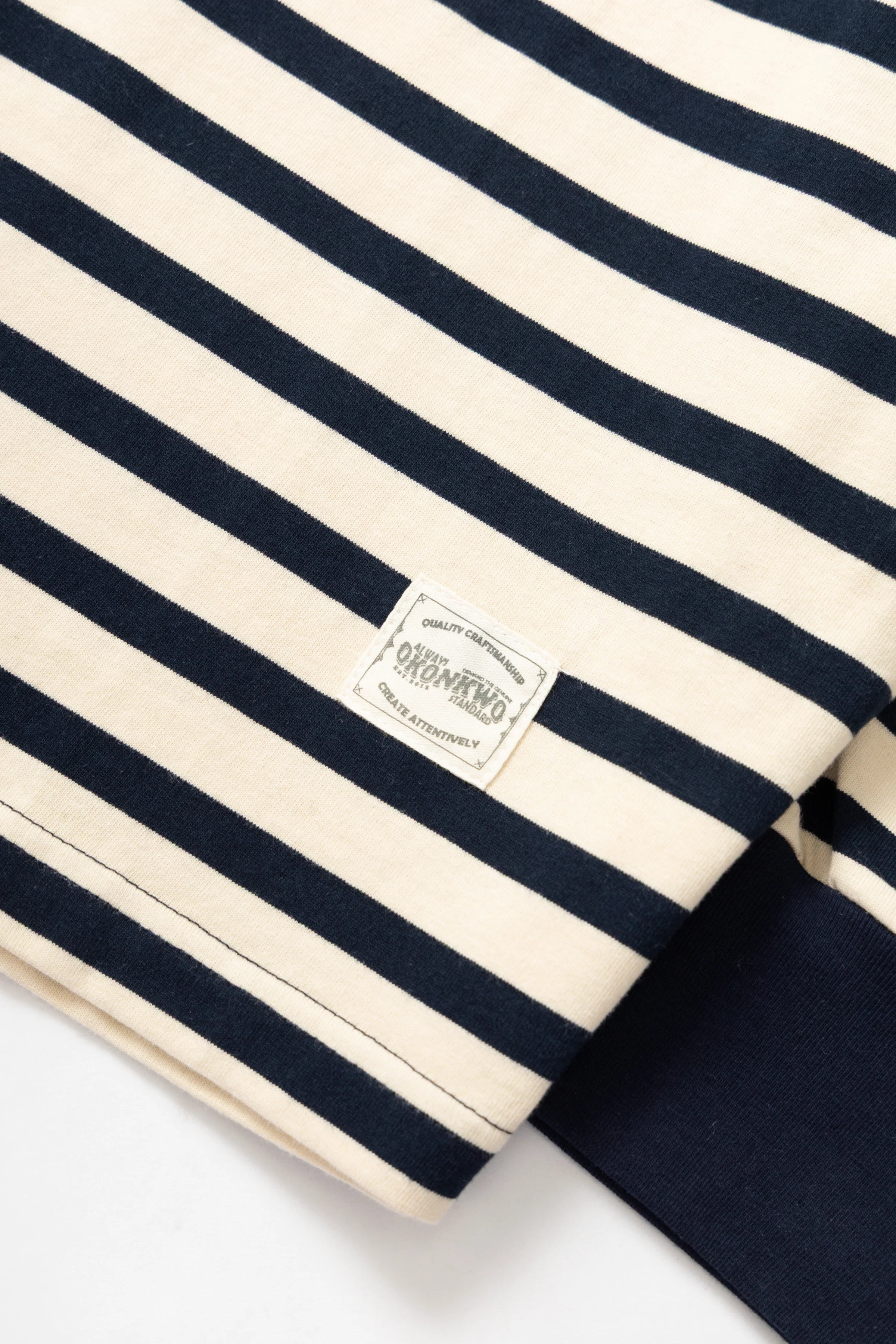 Okonkwo MFG - Long Sleeve Striped Polo Shirt - Navy - Image 3