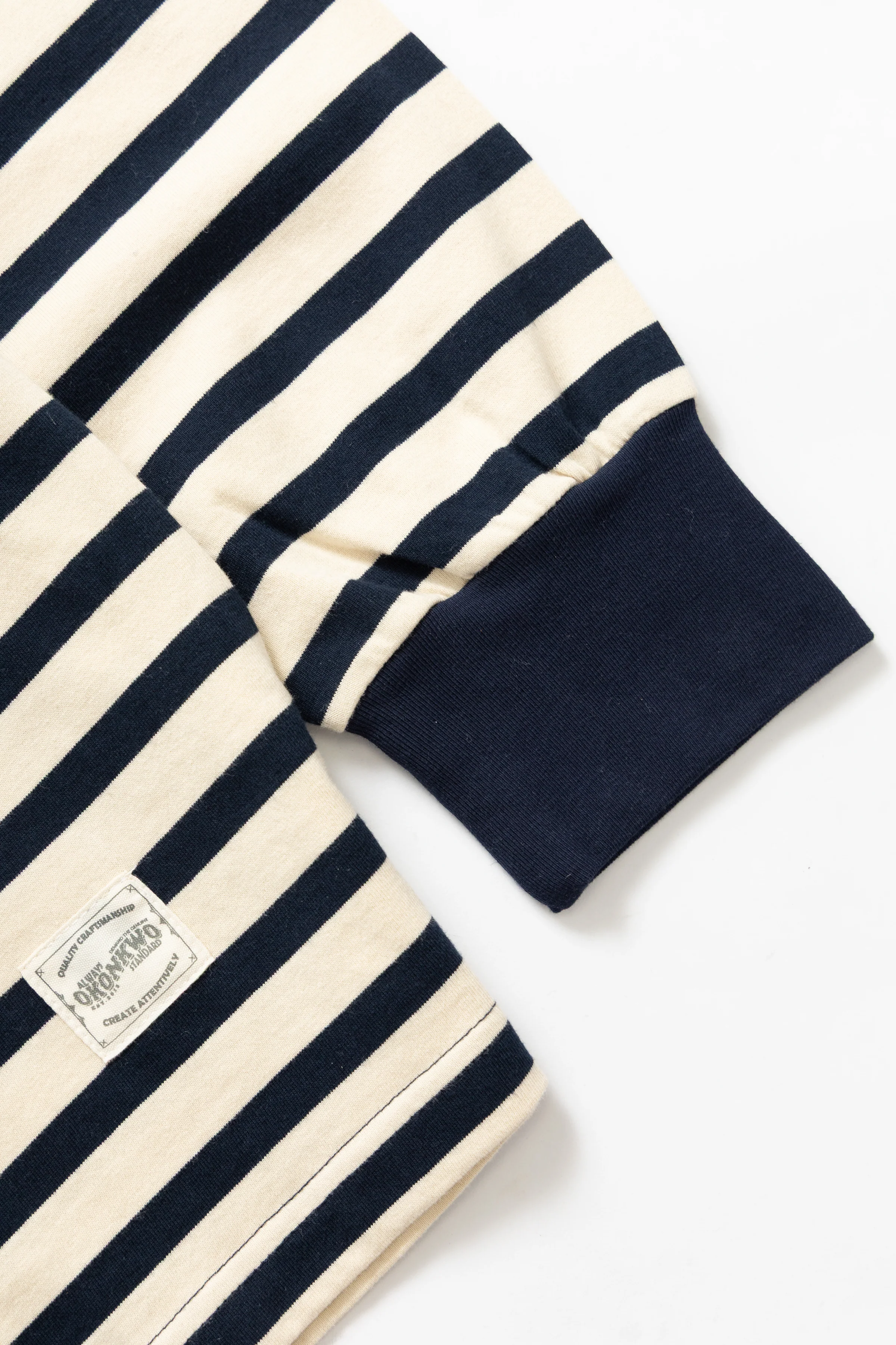 Okonkwo MFG - Long Sleeve Striped Polo Shirt - Navy - Image 4