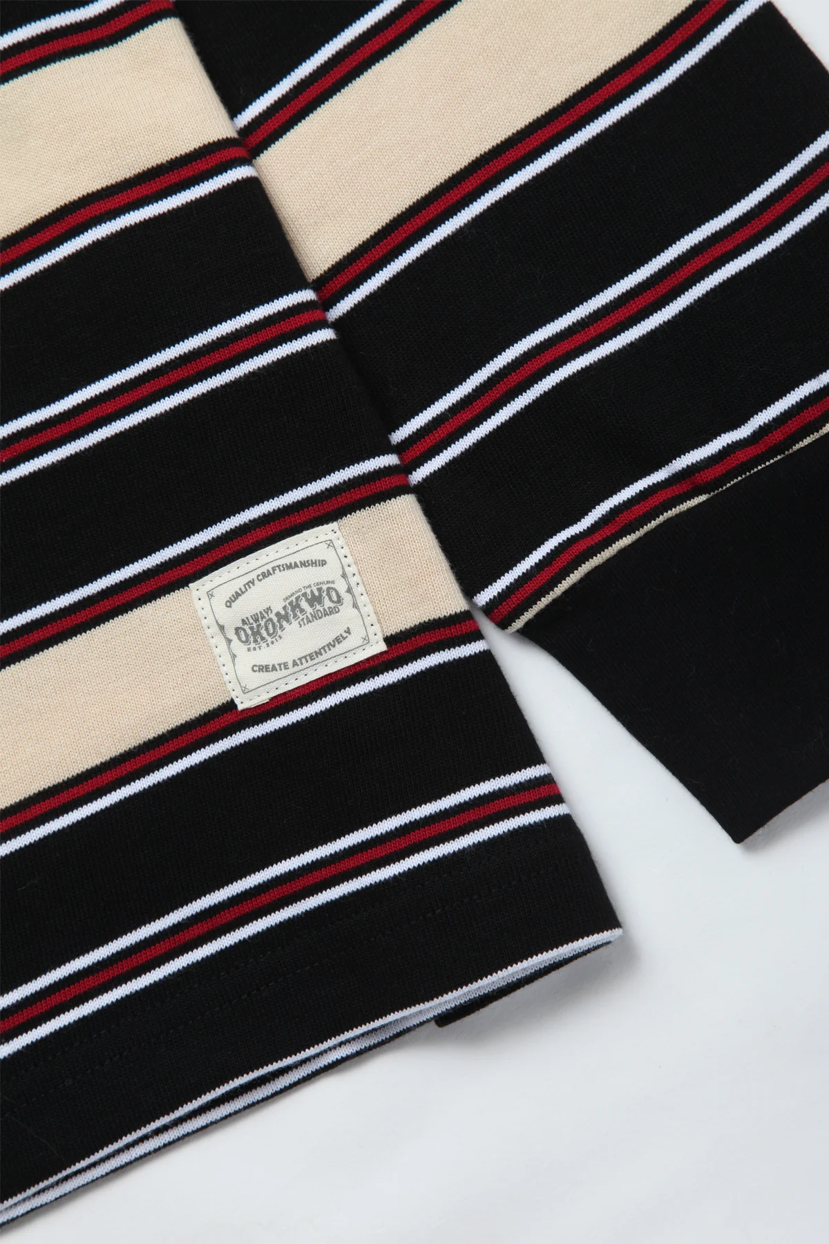 Okonkwo MFG - Long Sleeve Striped Tee - Black/Tan - Image 2