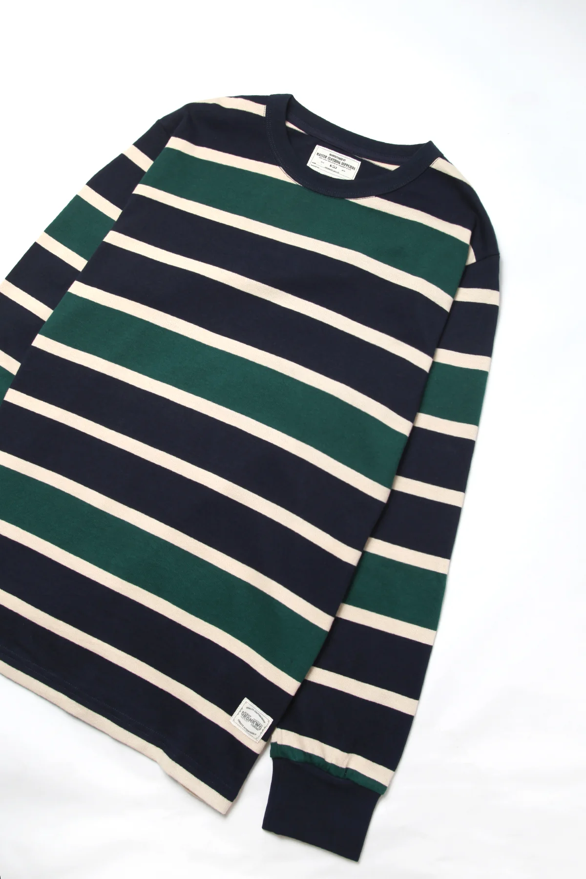 Okonkwo MFG - Long Sleeve Striped Tee - Navy/Forest - Image 5