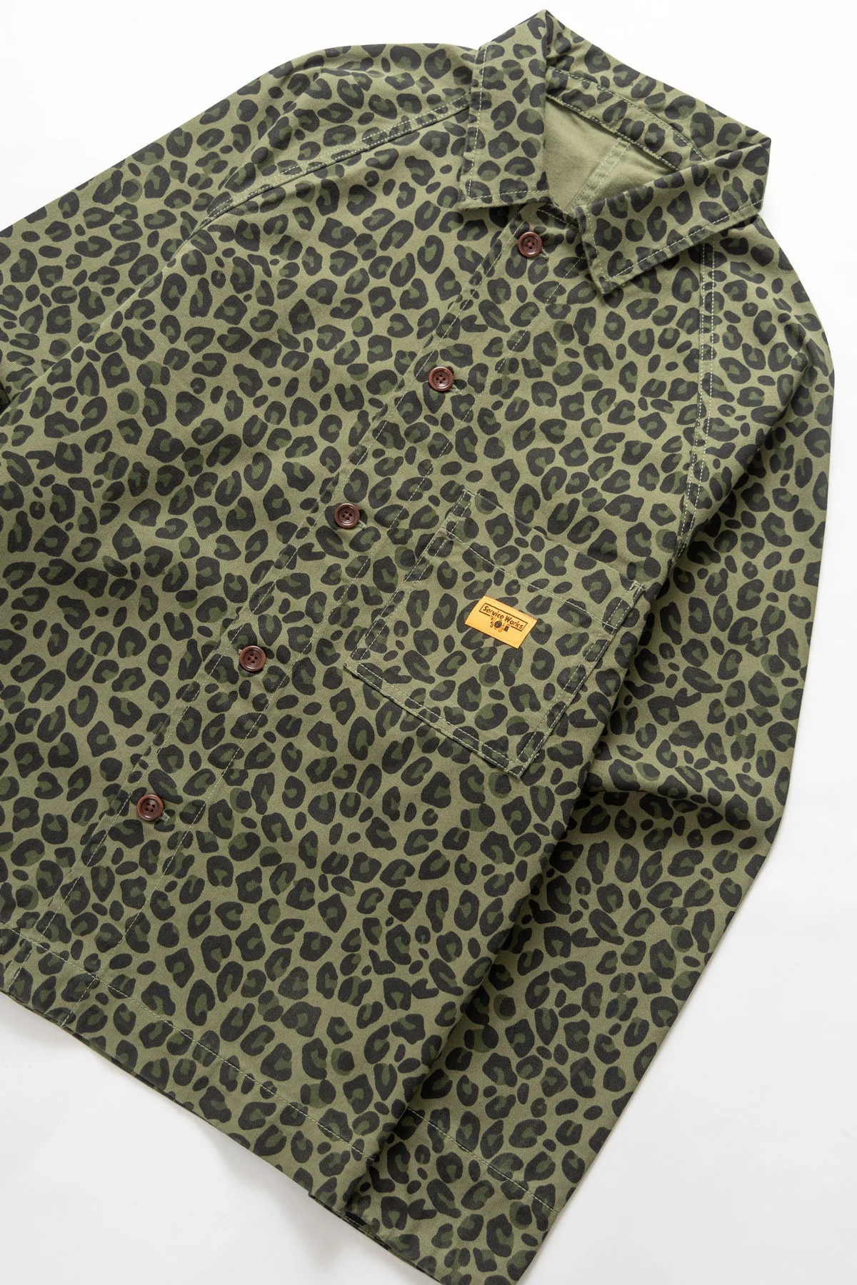 Service Works - Patterned Front Of House Jacket - Green Leopard - Image 2