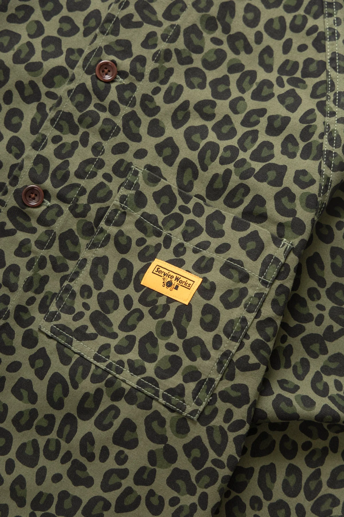 Service Works - Patterned Front Of House Jacket - Green Leopard - Image 3