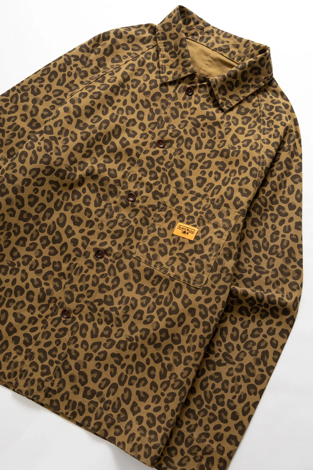 Service Works - Patterned Front Of House Jacket - Brown Leopard - Image 2