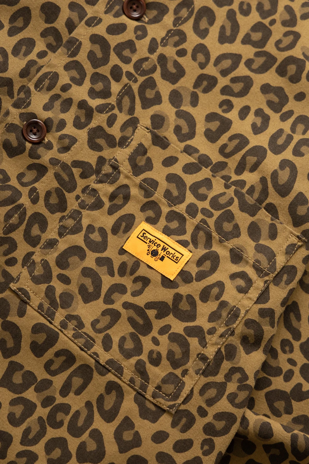 Service Works - Patterned Front Of House Jacket - Brown Leopard - Image 3