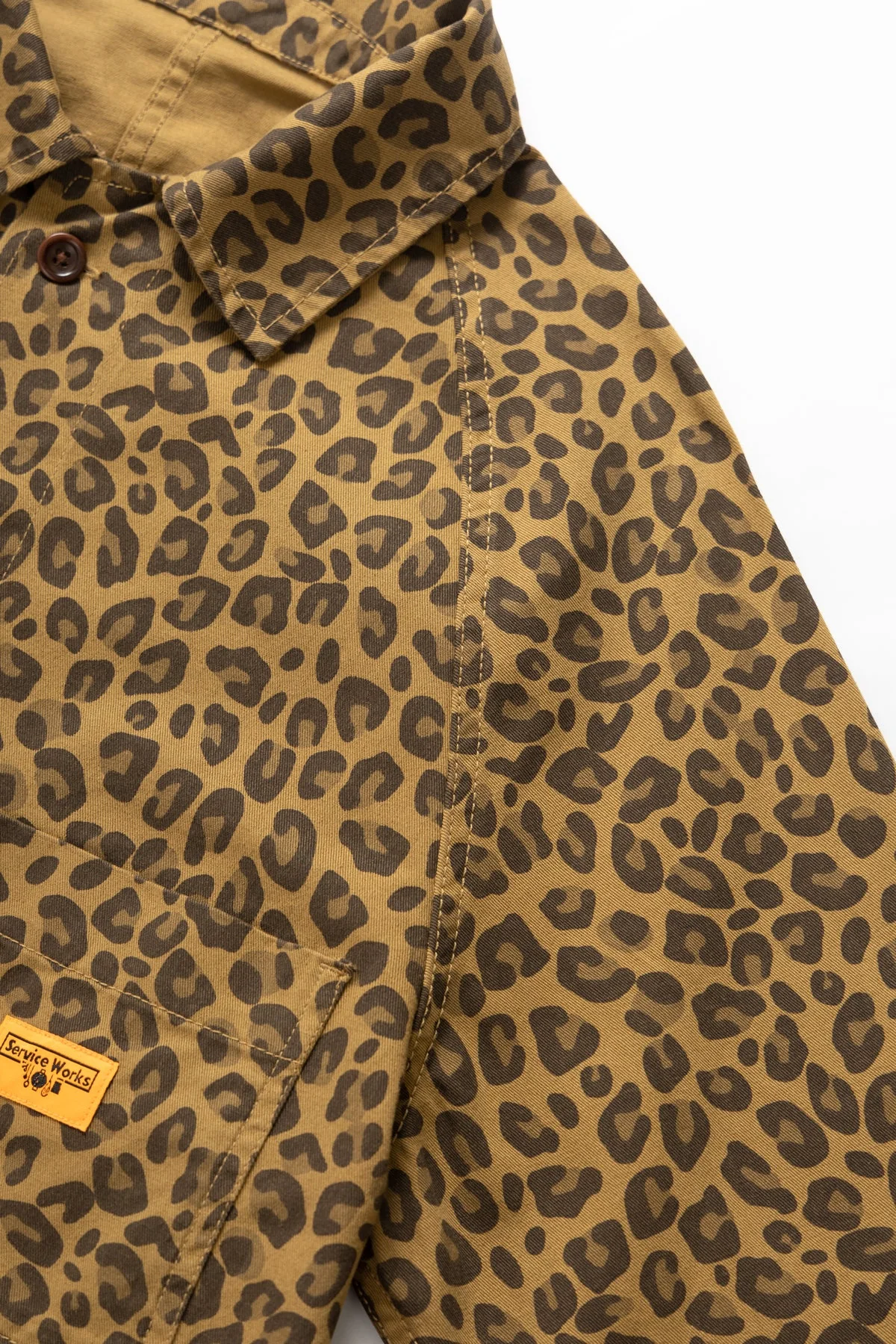 Service Works - Patterned Front Of House Jacket - Brown Leopard - Image 5