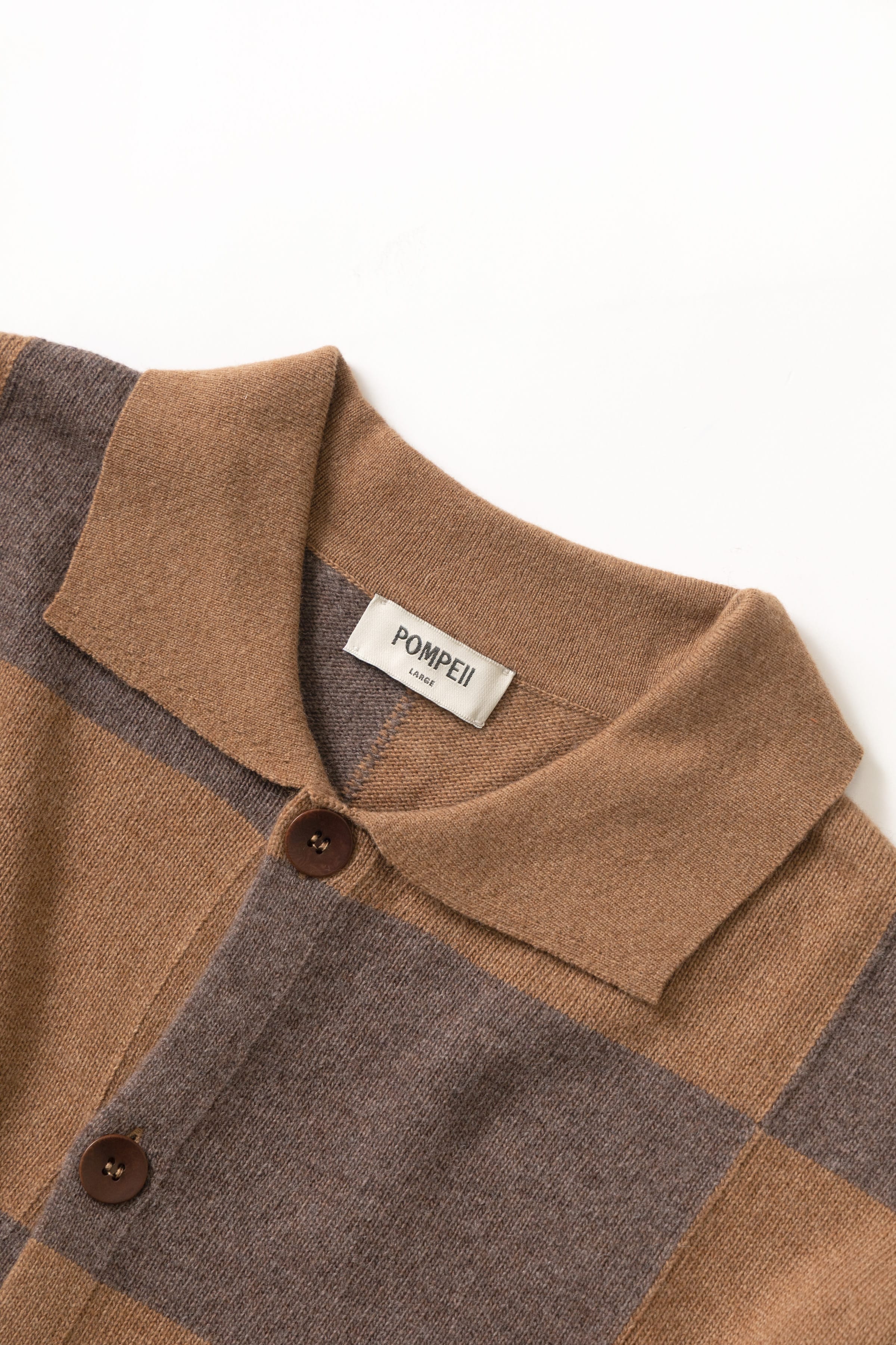 Pompeii - Checked Cardigan Polo - Dark Chocolate - Image 6