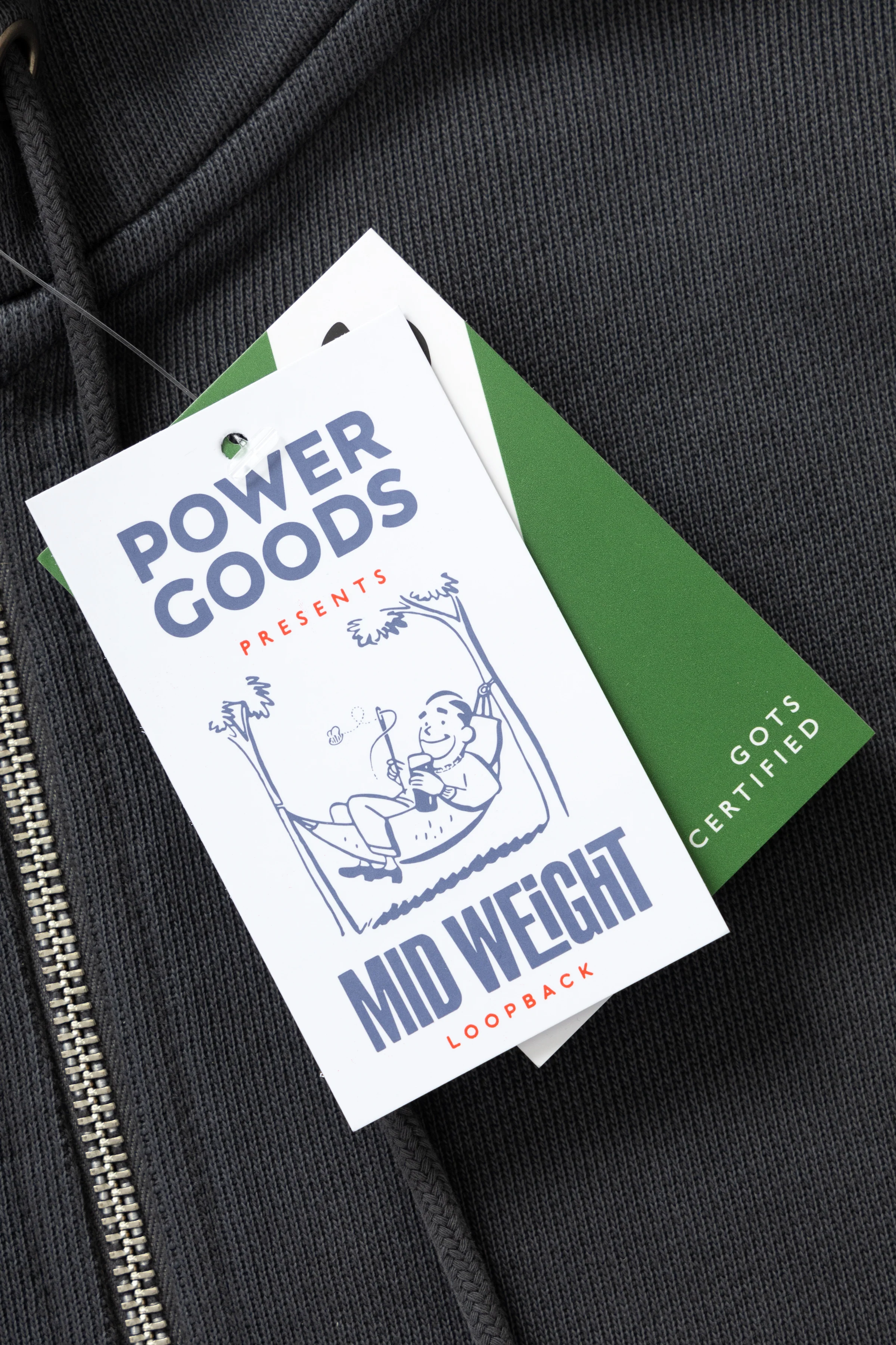 Power Goods - Loopback Zip Hoodie - Washed Black - Image 2