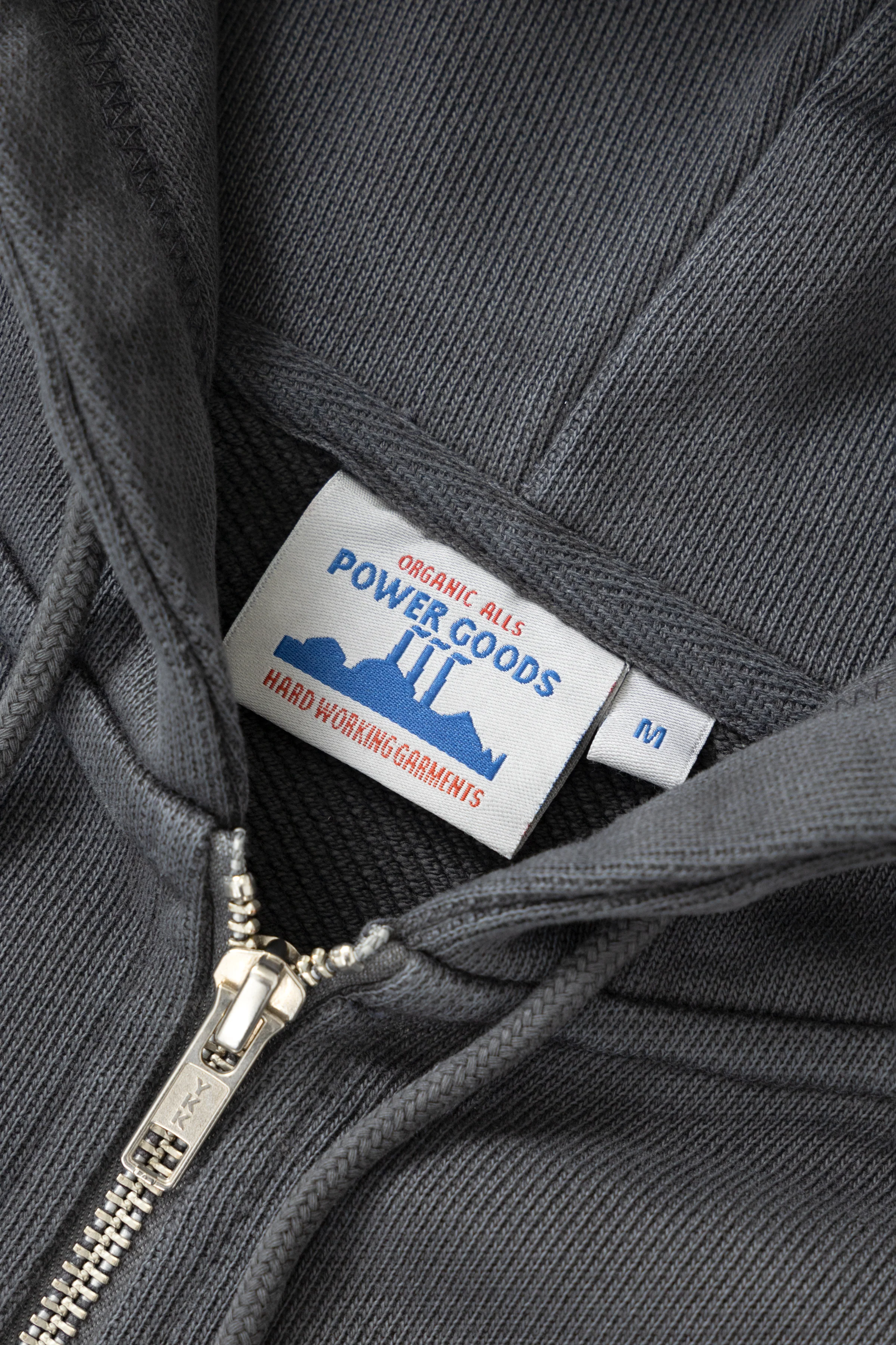 Power Goods - Loopback Zip Hoodie - Washed Black - Image 6