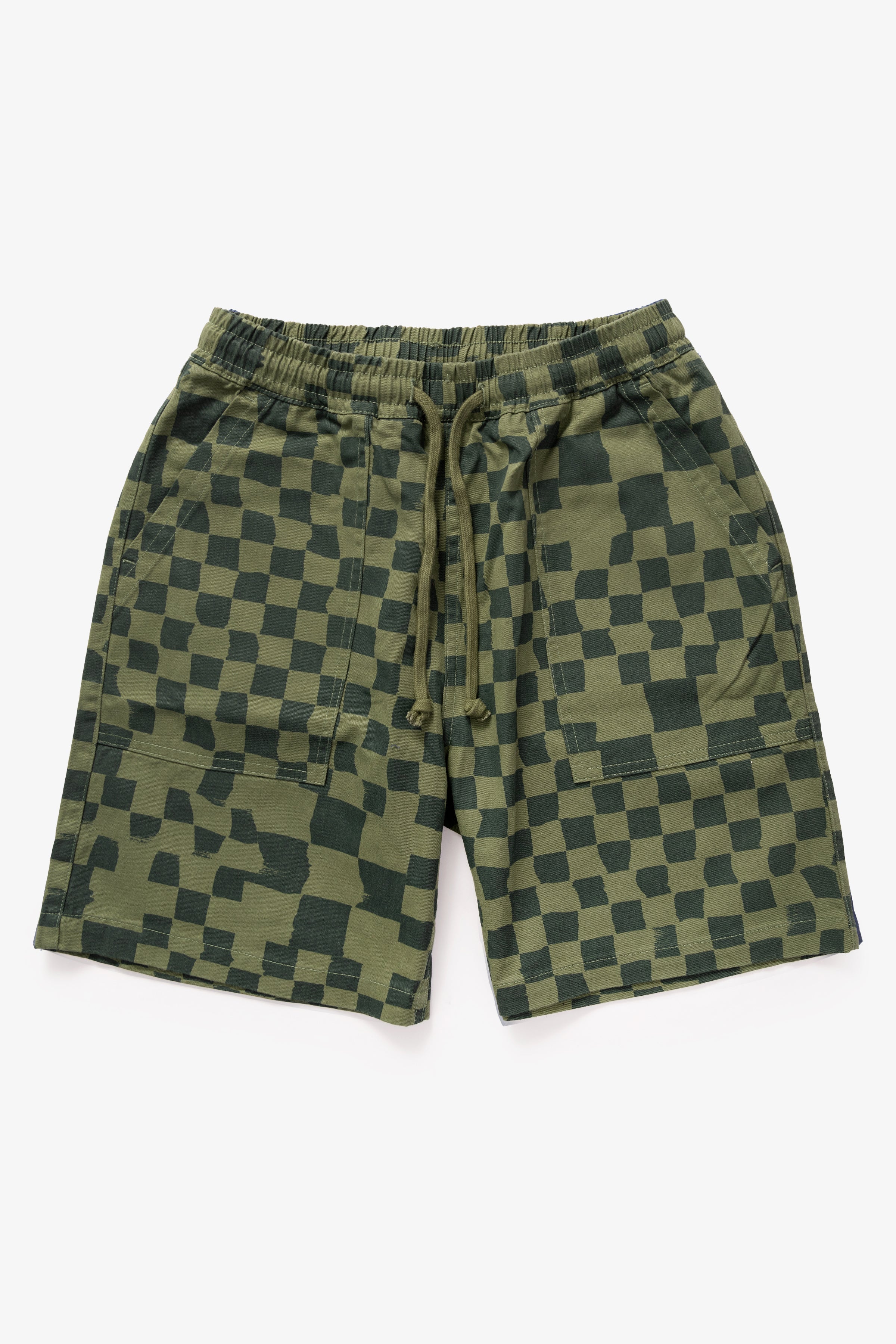 Service Works - Printed Chef Shorts - Olive Checker