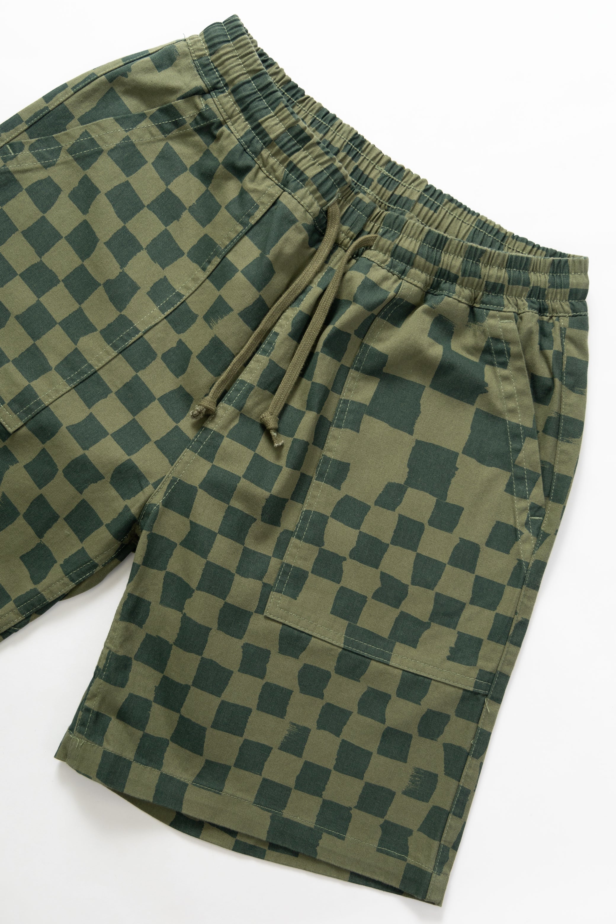 Service Works - Printed Chef Shorts - Olive Checker - Image 2