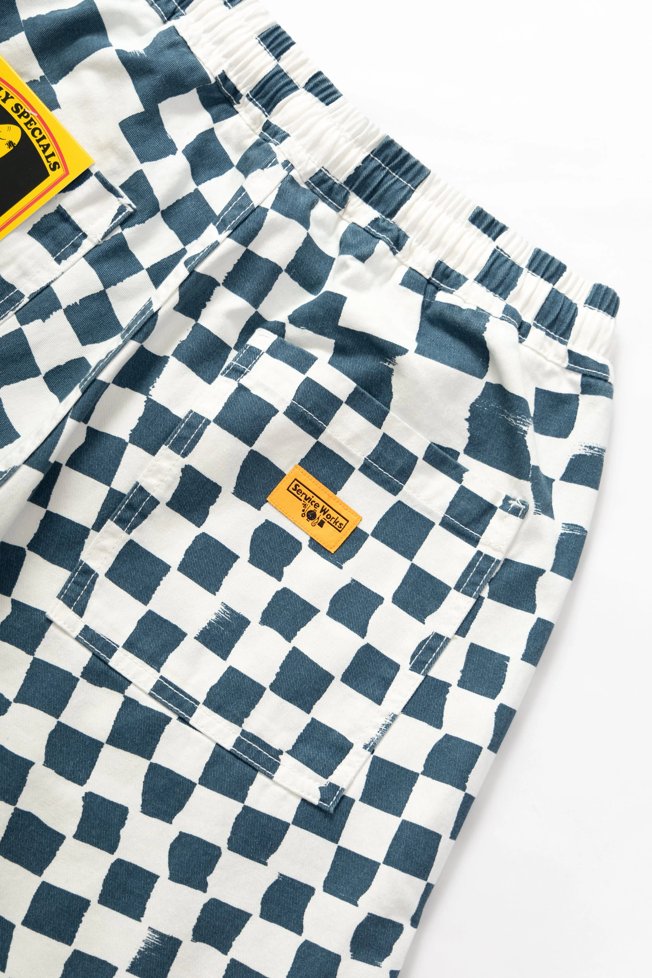Service Works - Printed Chef Shorts - Teal Checker - Image 5