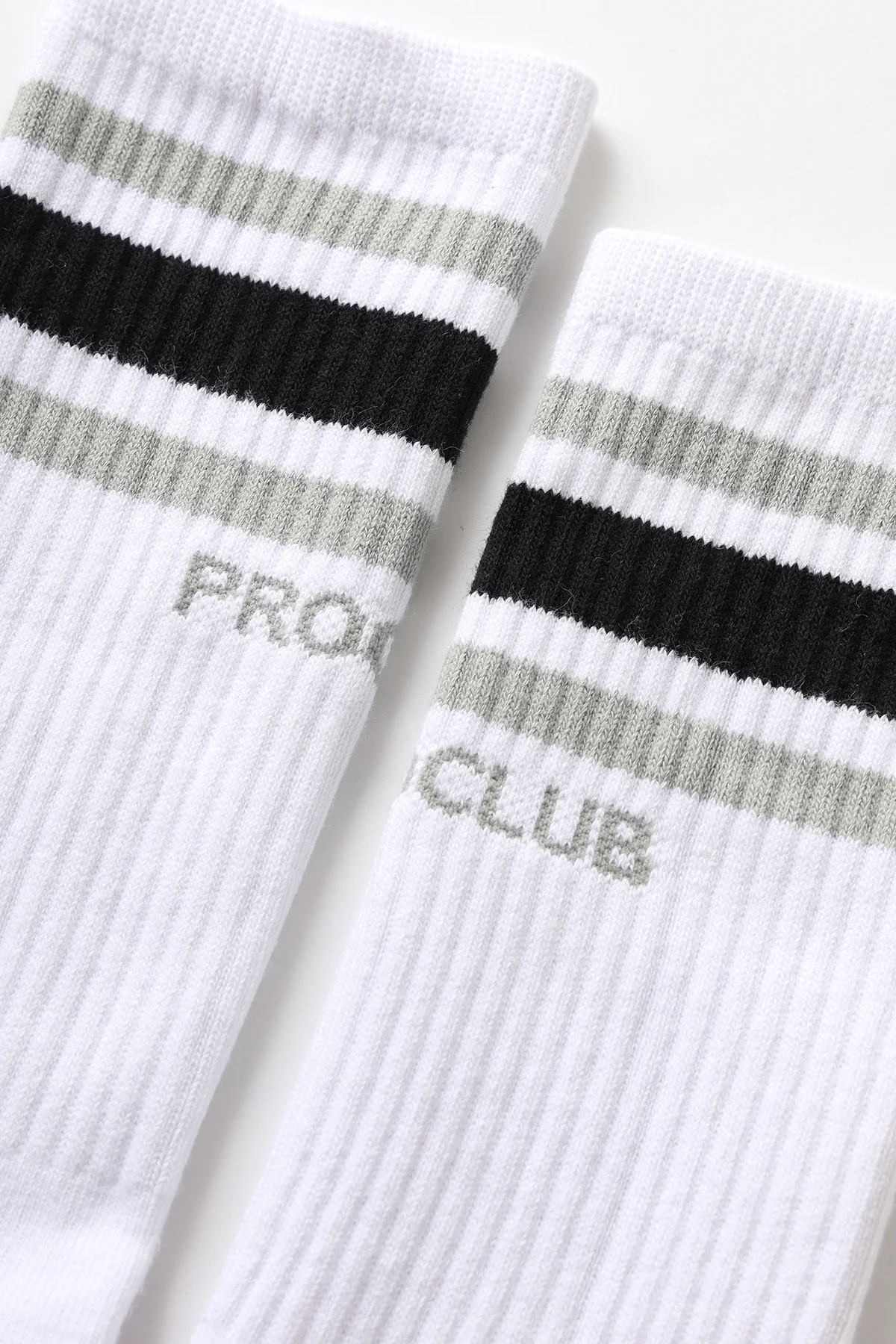 Pro Club - Striped Crew Socks - Grey/Black - Image 5