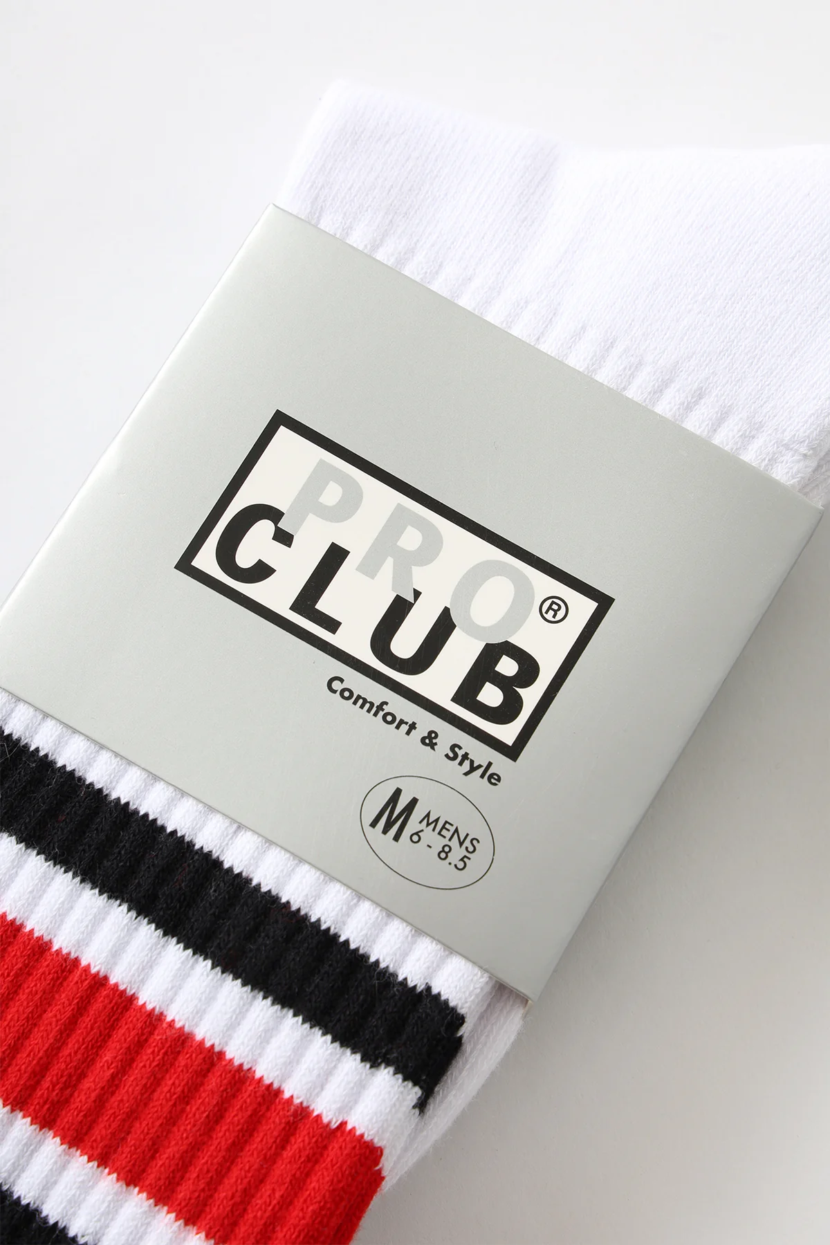 Pro Club - Striped Crew Socks - Red/Black - Image 3