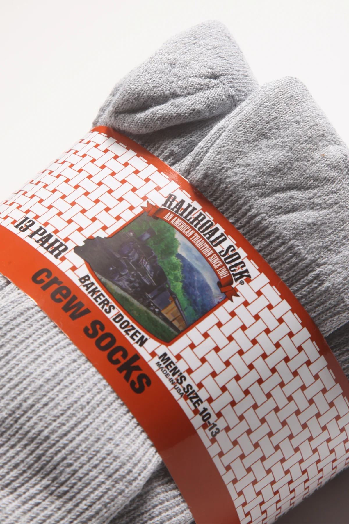 Railroad Sock - 13 Pack Crew Socks - Grey - Image 3