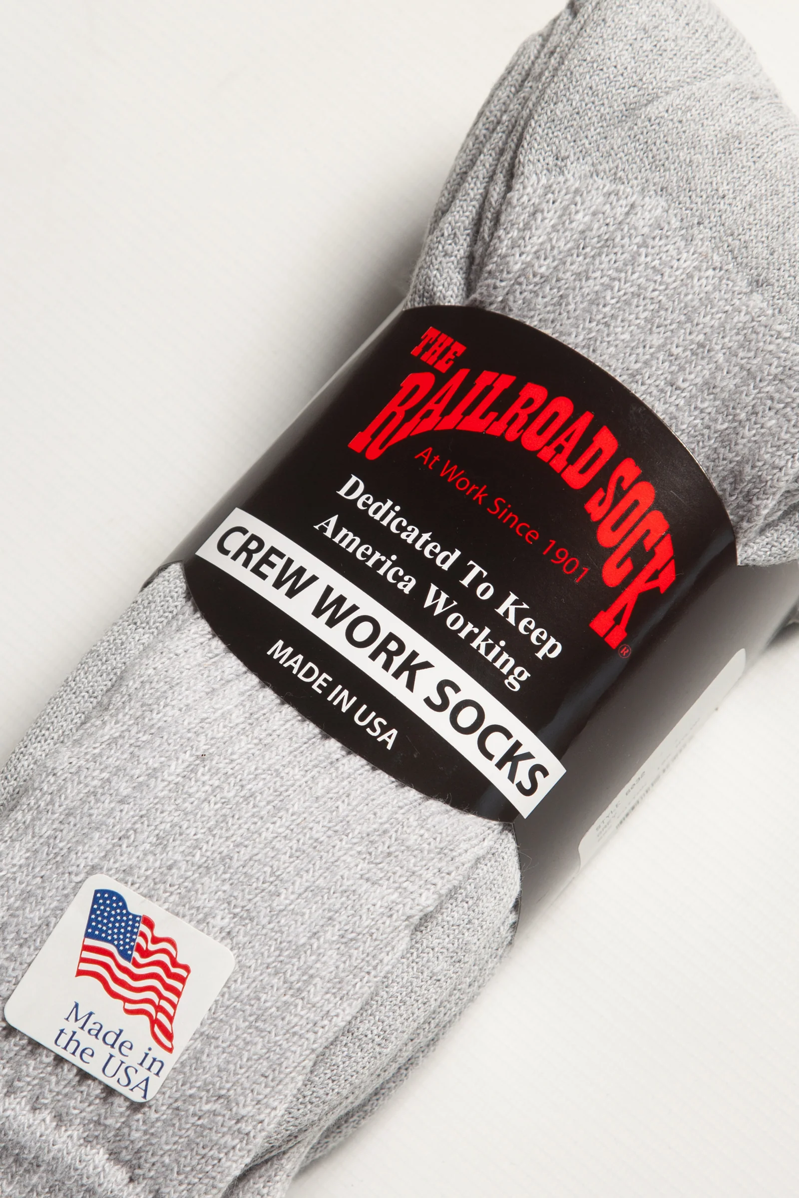 Railroad Sock - 3 Pack Crew Socks - Grey - Image 2