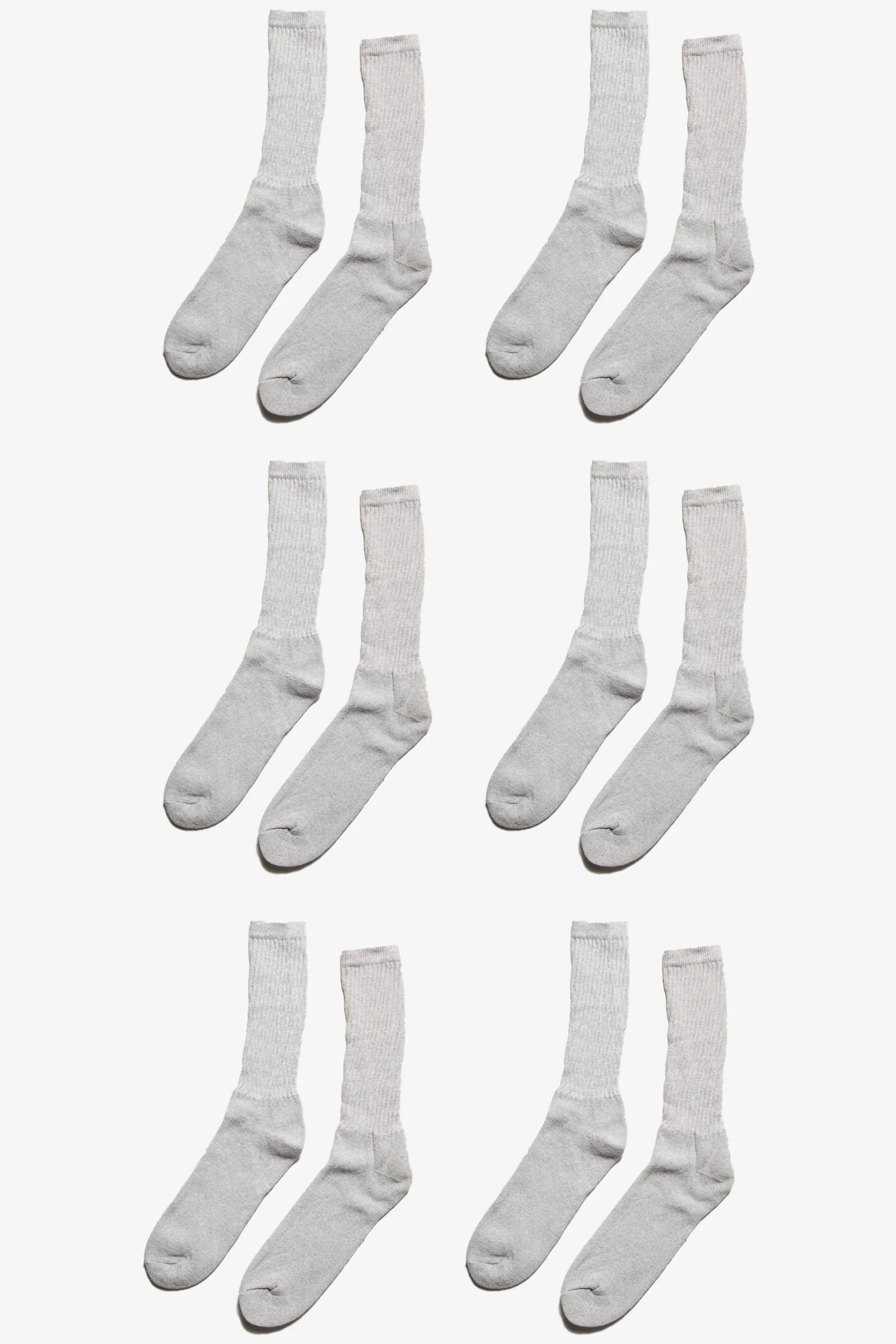 Railroad Sock - 6 Pack Crew Socks - Grey - Image 6
