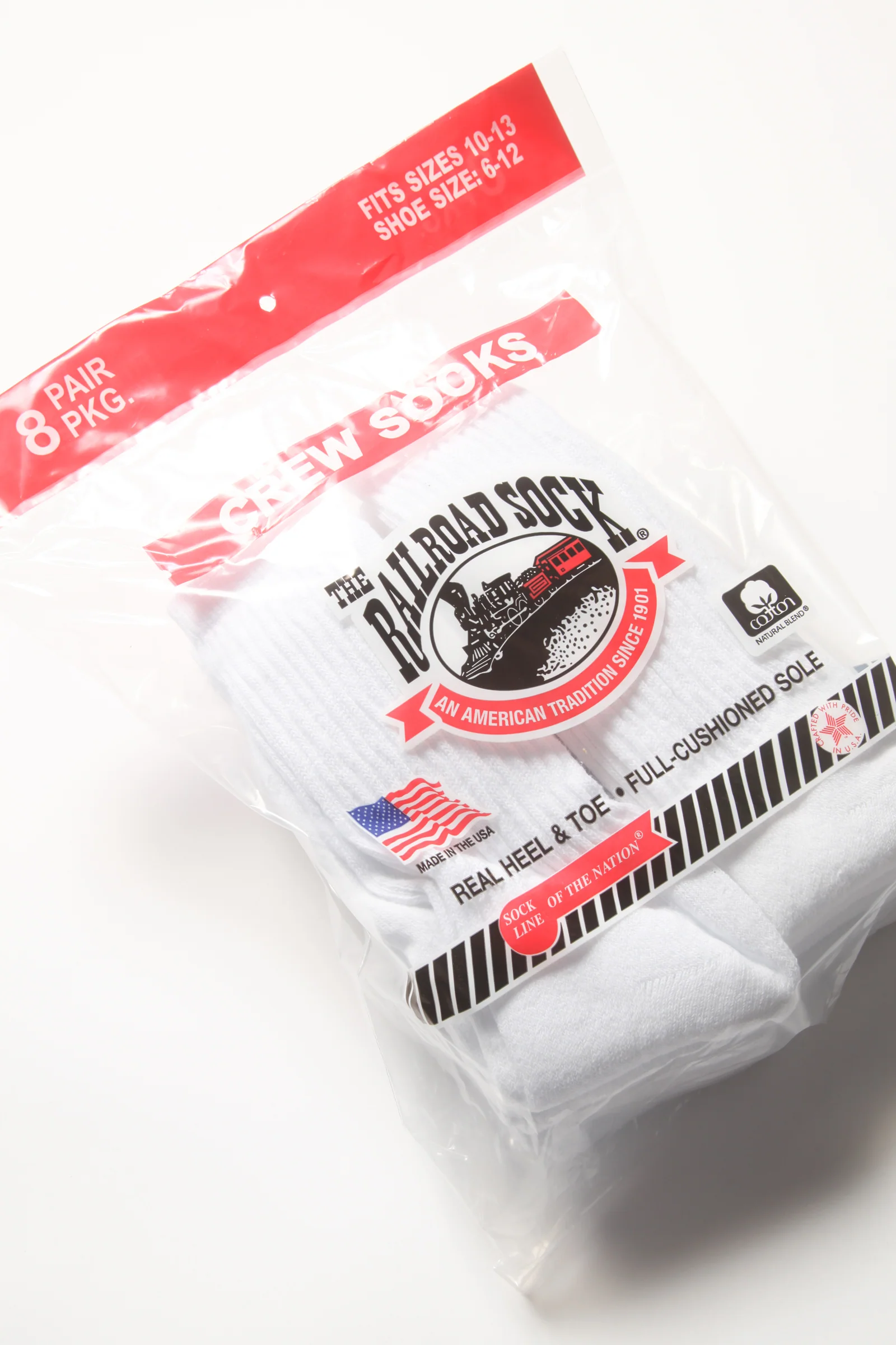 Railroad Sock - 8 Pack Crew Socks - White - Image 2
