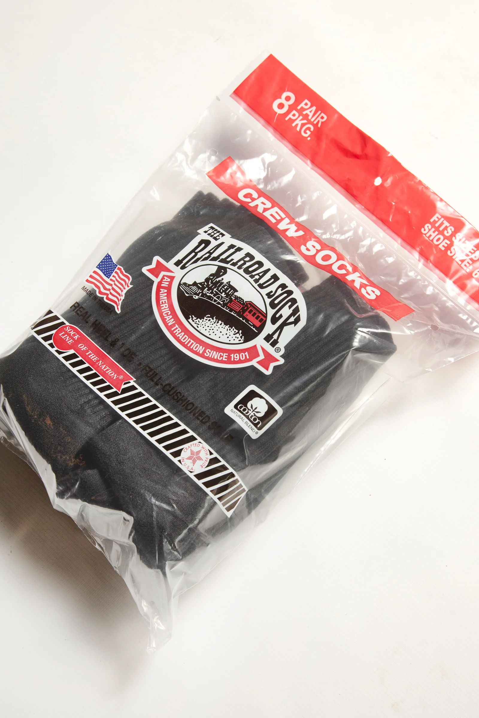 Railroad Sock - 8 Pack Crew Socks - Black - Image 2