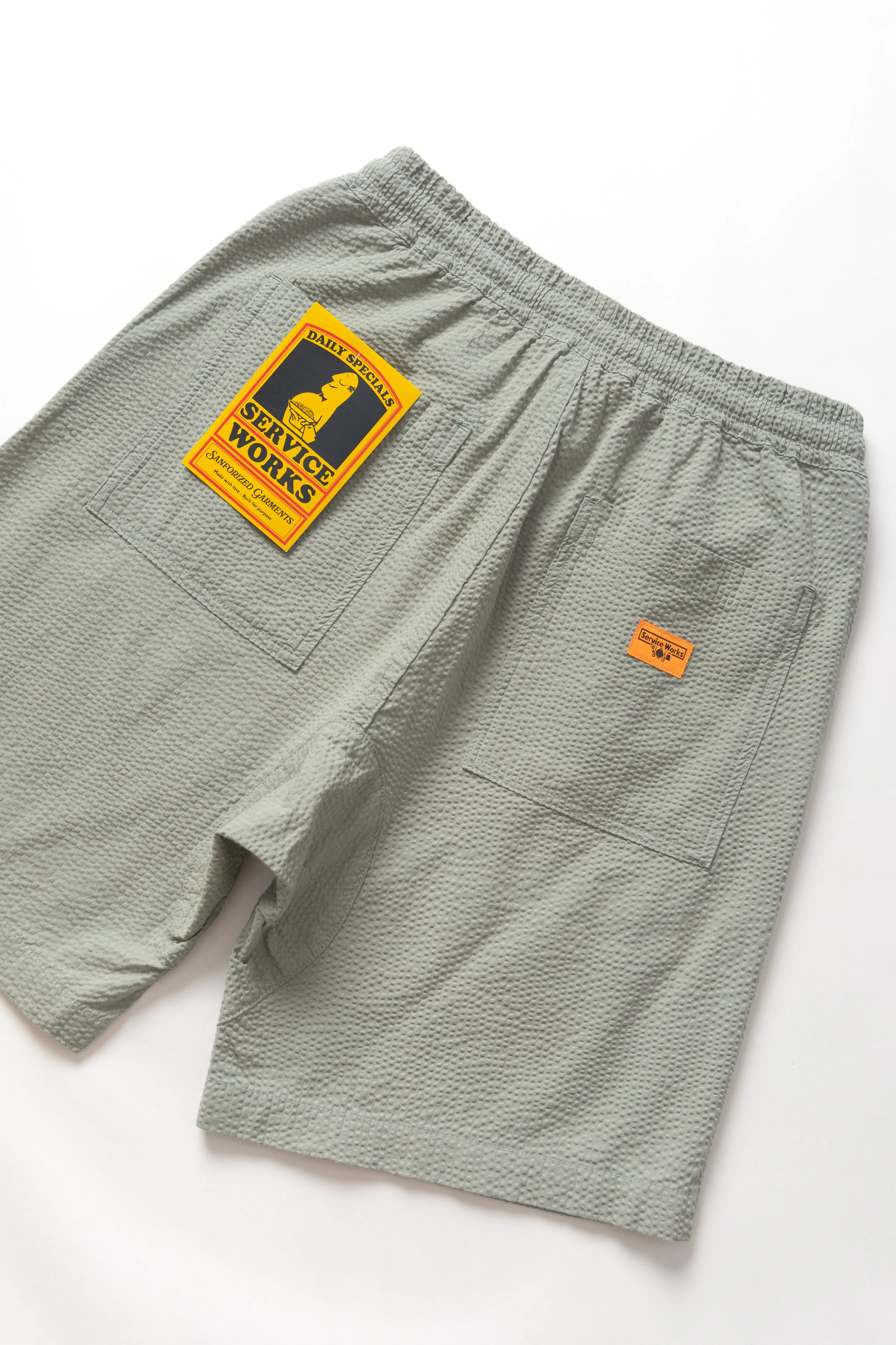 Service Works - Seersucker Chef Shorts - Sage - Image 4