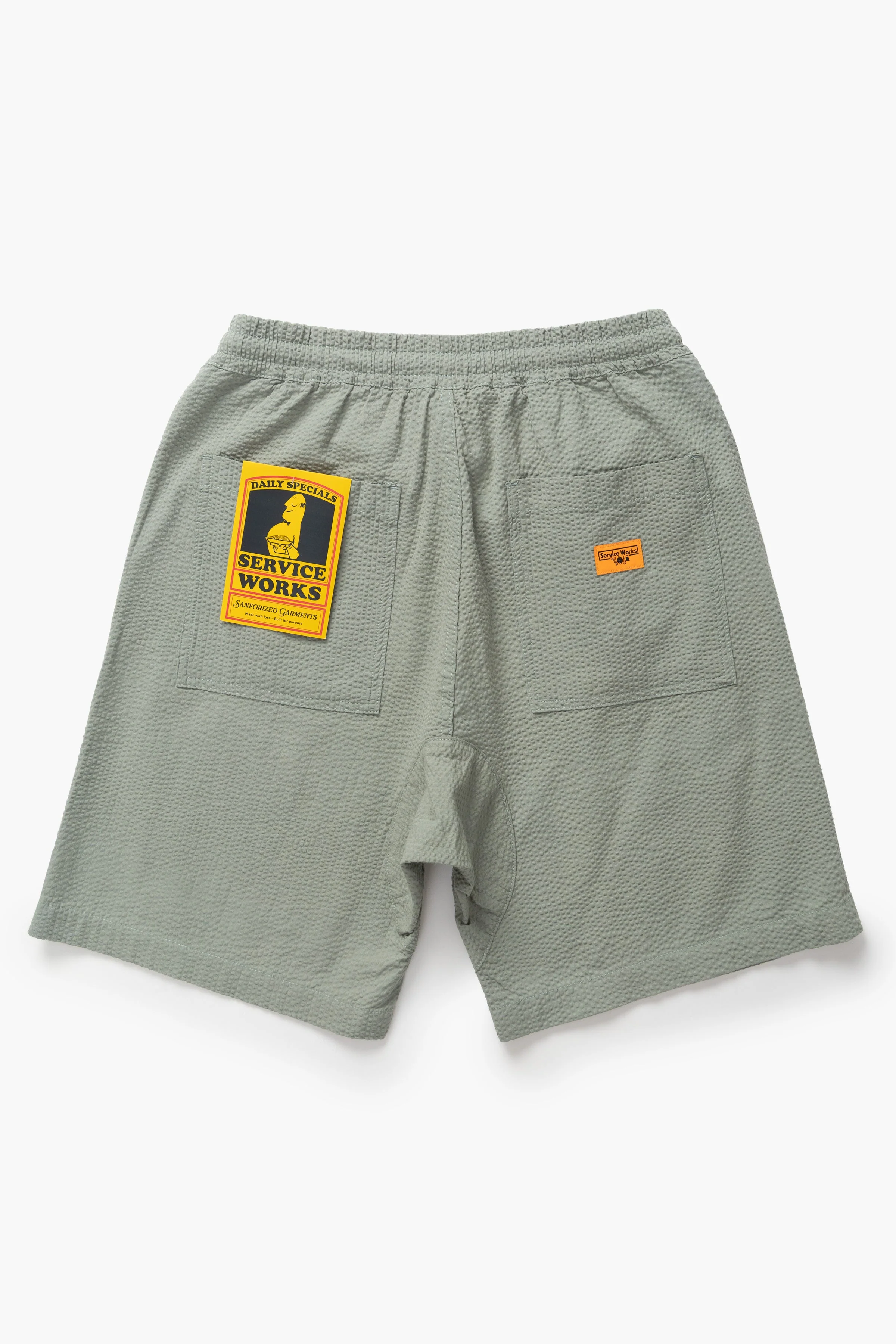 Service Works - Seersucker Chef Shorts - Sage - Image 6