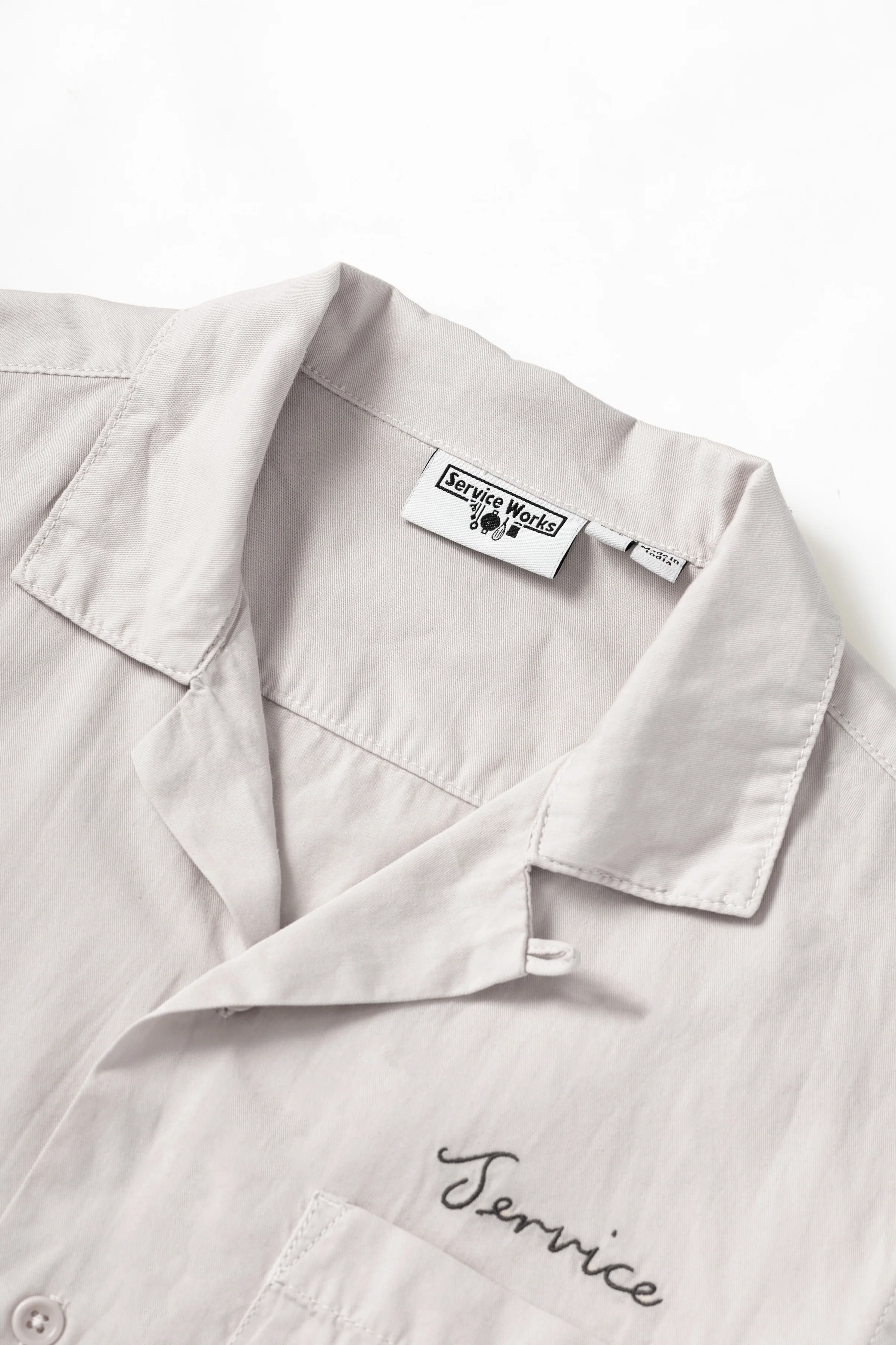 Service Works - Embroidered Resort Shirt - Salt - Image 4