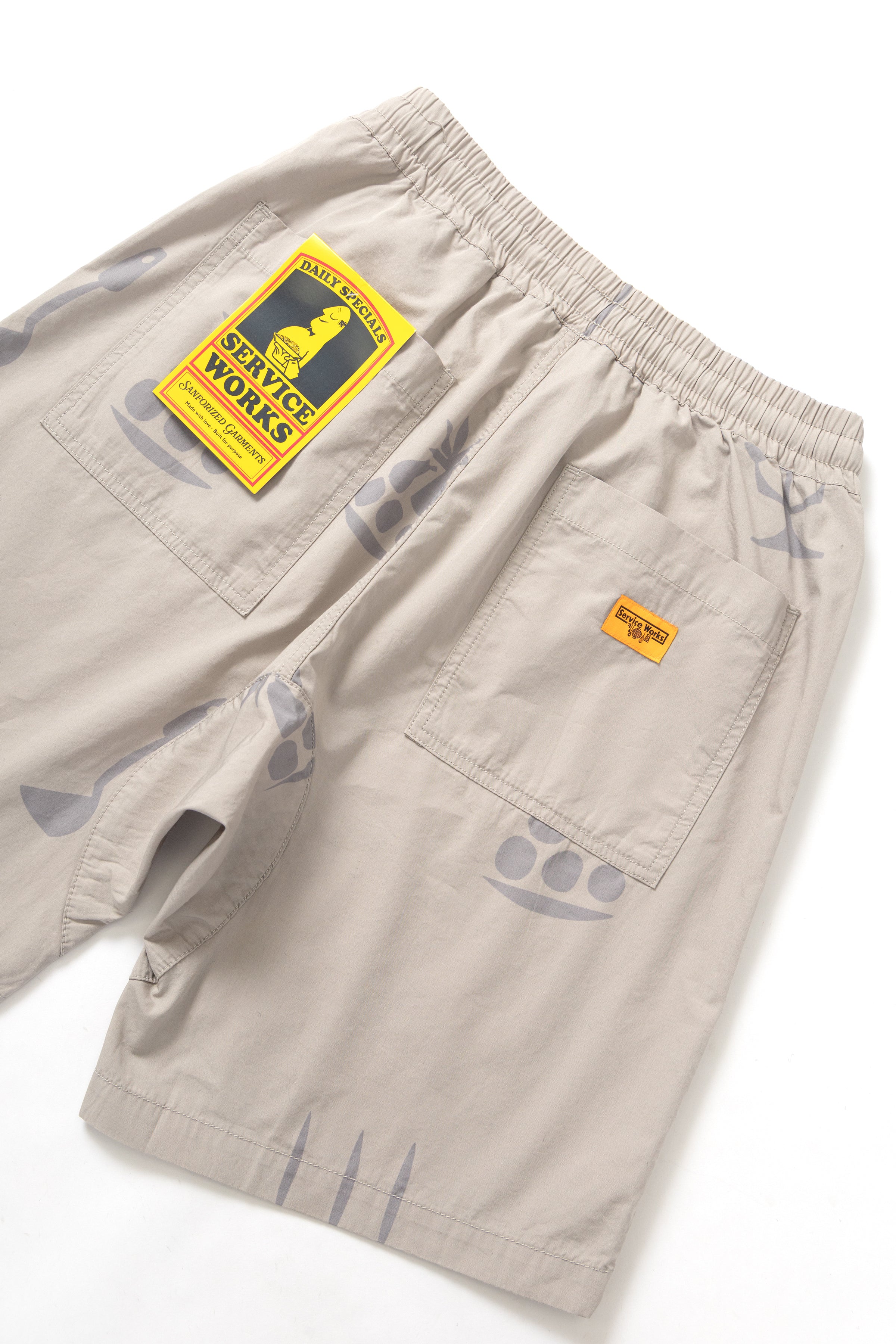 Service Works - Nourish Printed Chef Shorts - Stone - Image 4