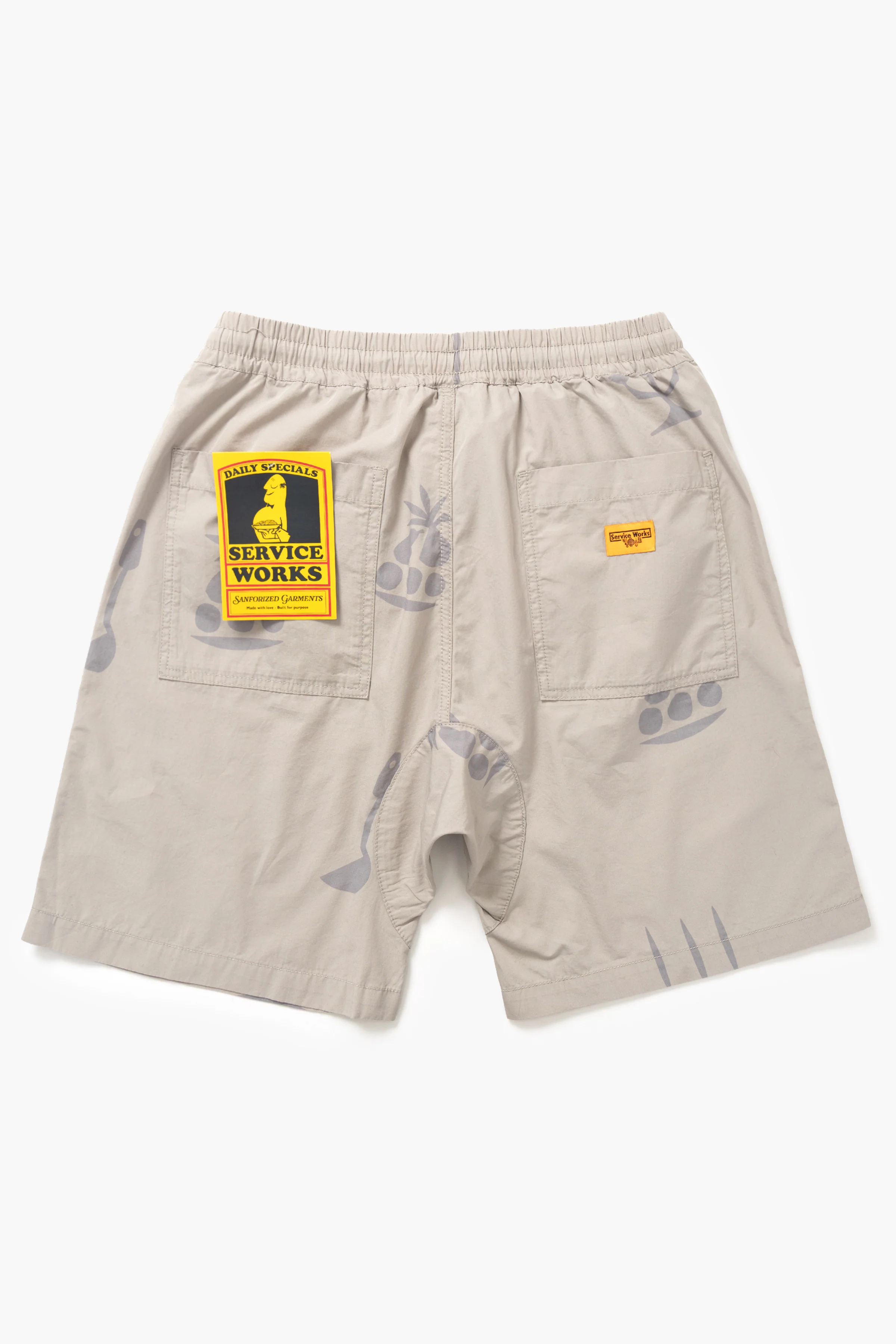 Service Works - Nourish Printed Chef Shorts - Stone - Image 6