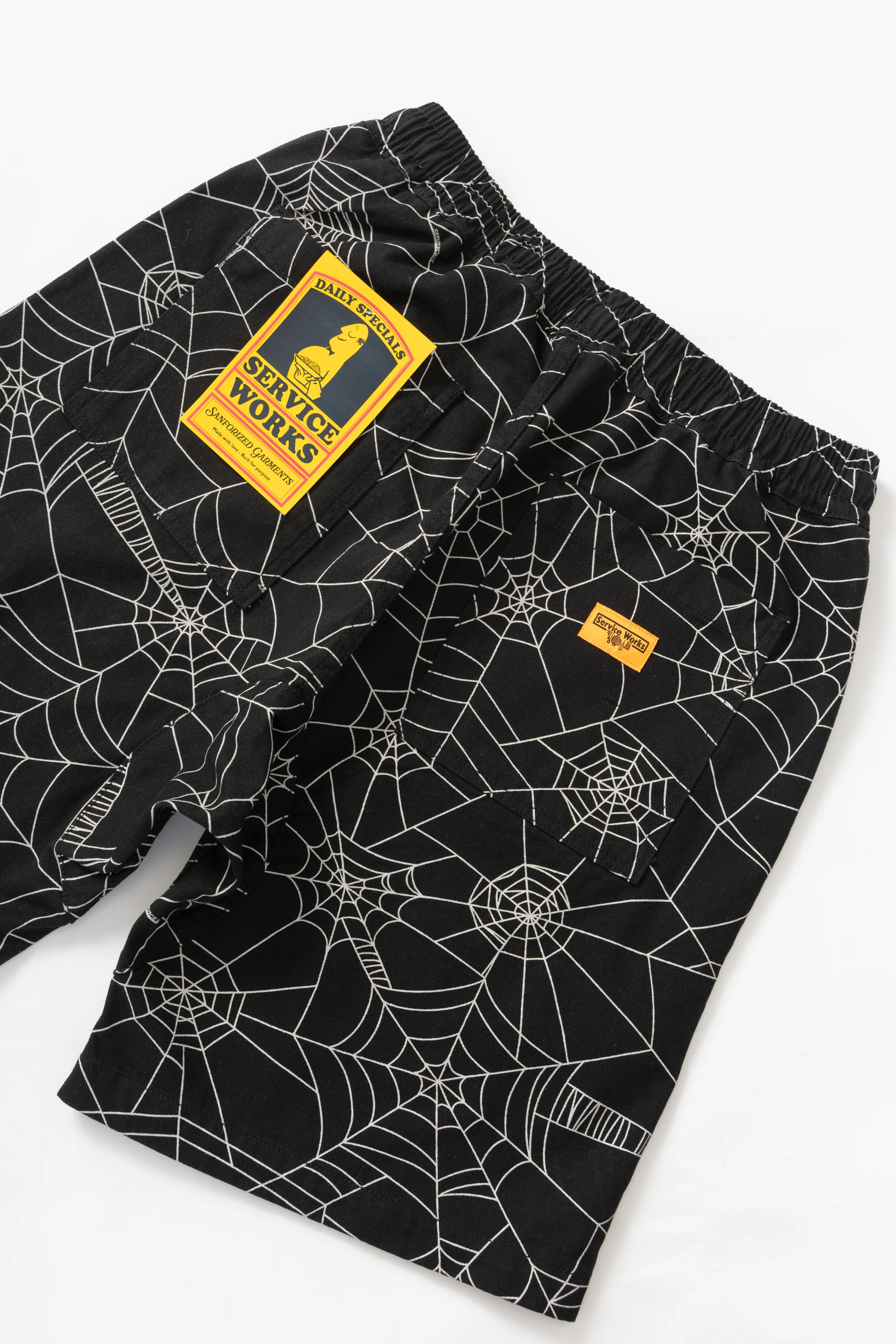 Service Works - Patterned Chef Shorts - Black Web - Image 6