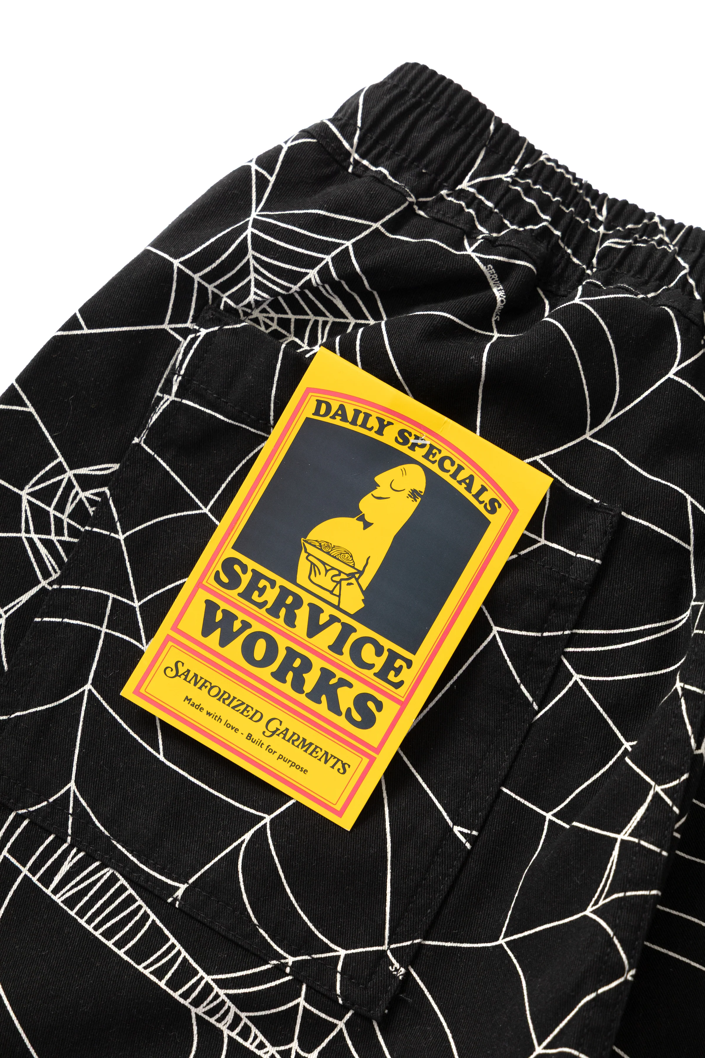Service Works - Patterned Chef Shorts - Black Web - Image 8