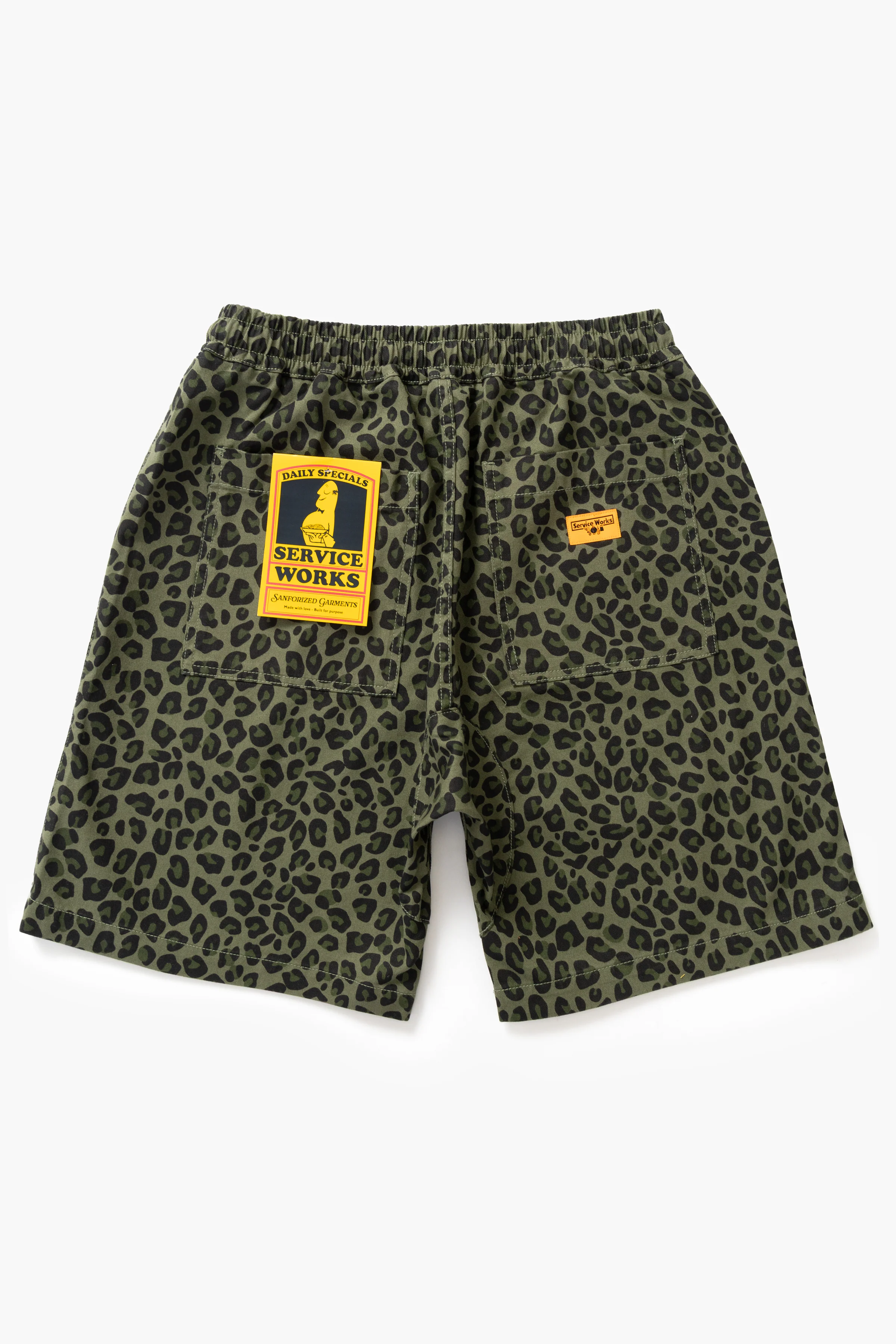 Service Works - Patterned Chef Shorts - Green Leopard - Image 5