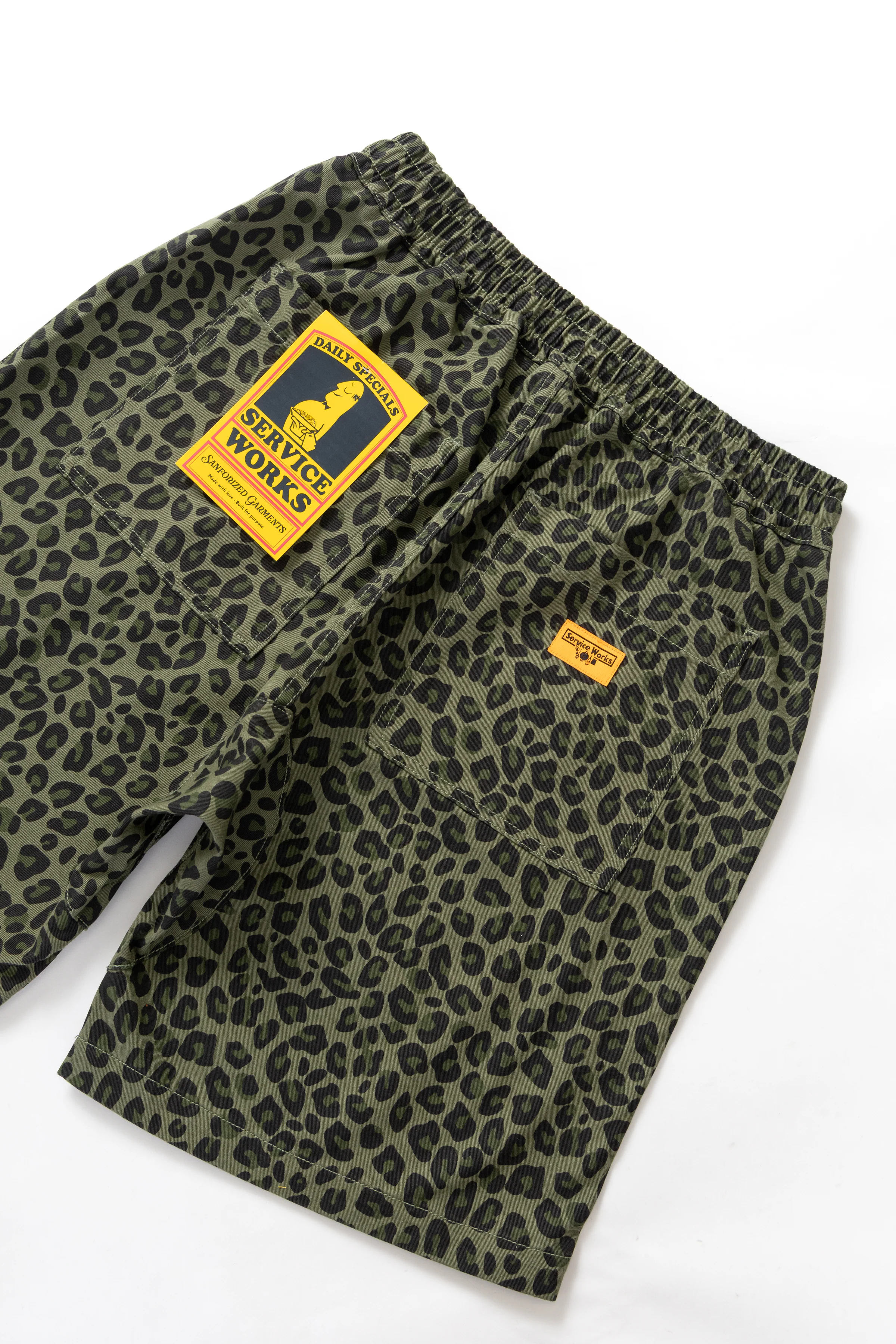 Service Works - Patterned Chef Shorts - Green Leopard - Image 6