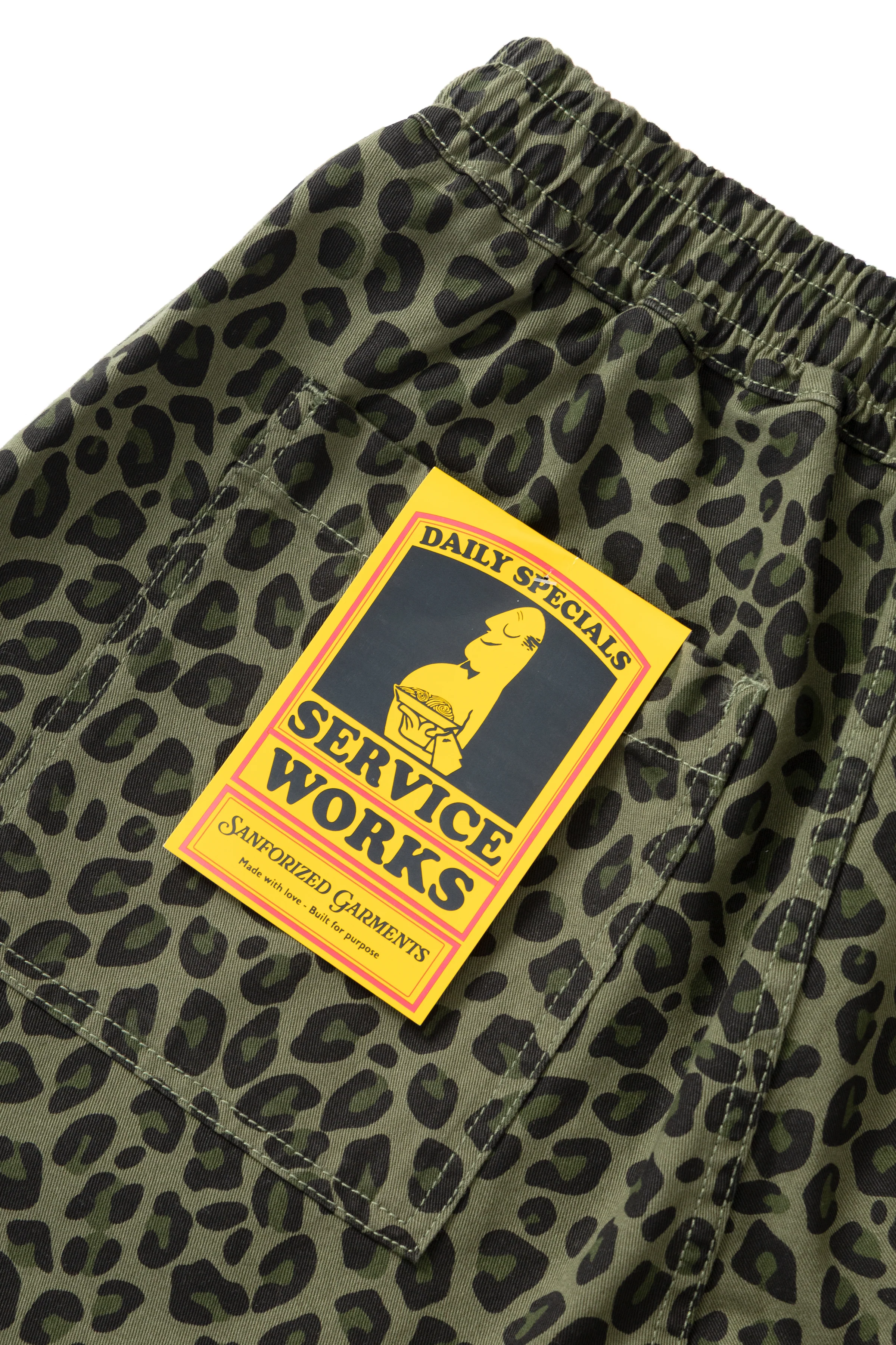 Service Works - Patterned Chef Shorts - Green Leopard - Image 7