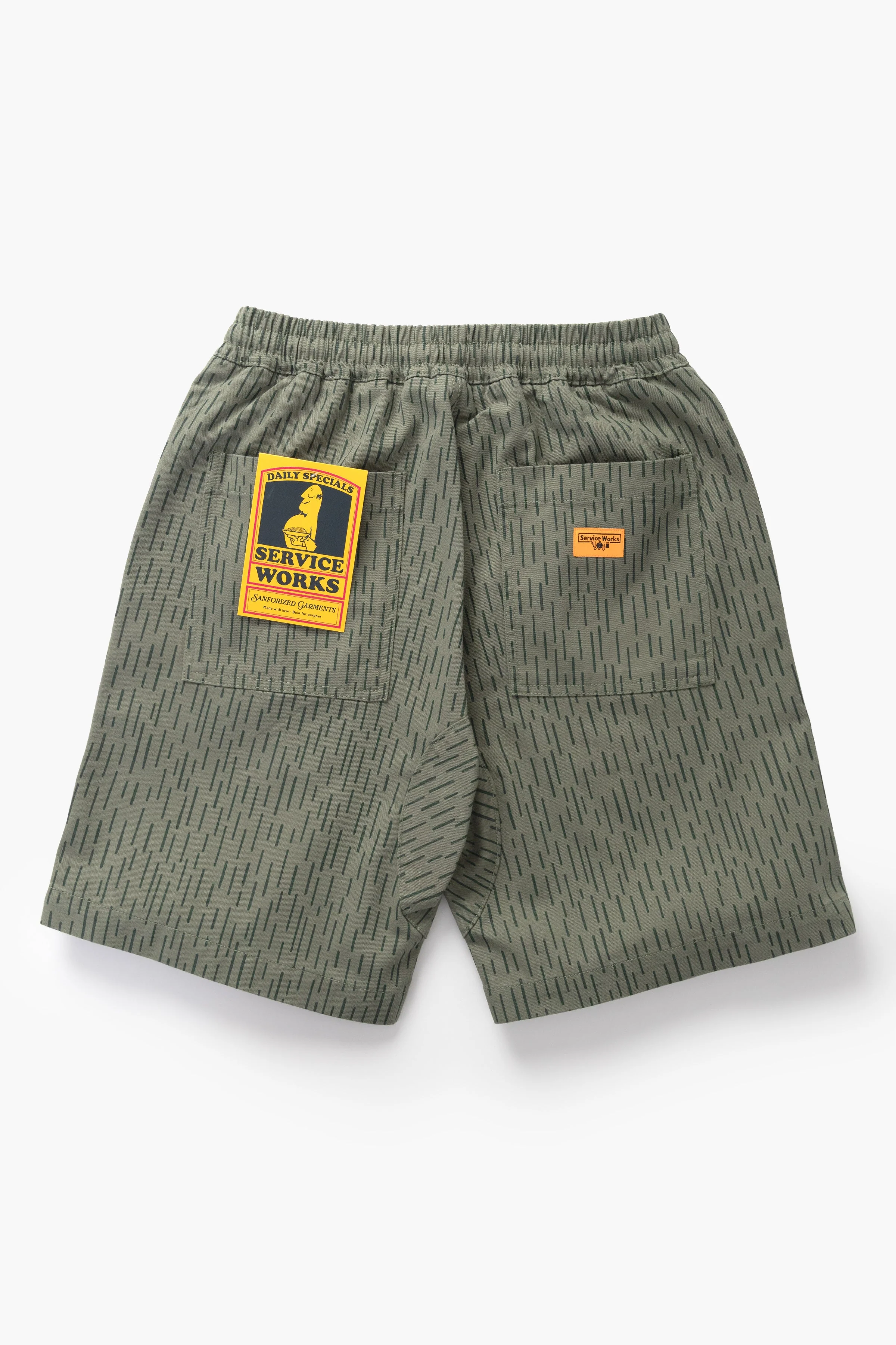 Service Works - Patterned Chef Shorts - Raindrop Green - Image 5
