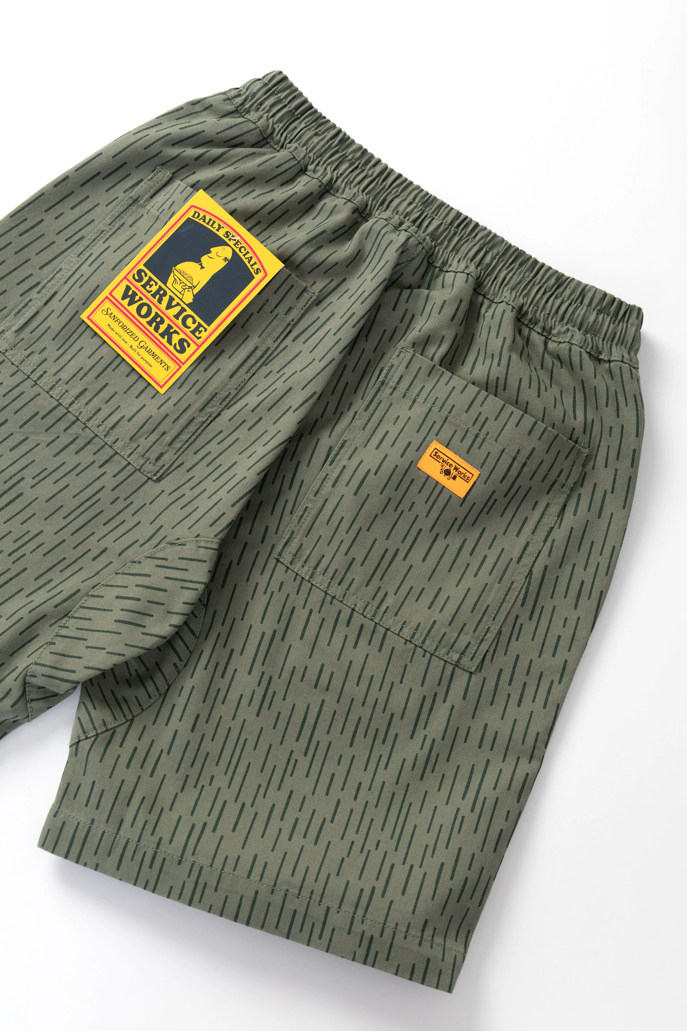 Service Works - Patterned Chef Shorts - Raindrop Green - Image 6